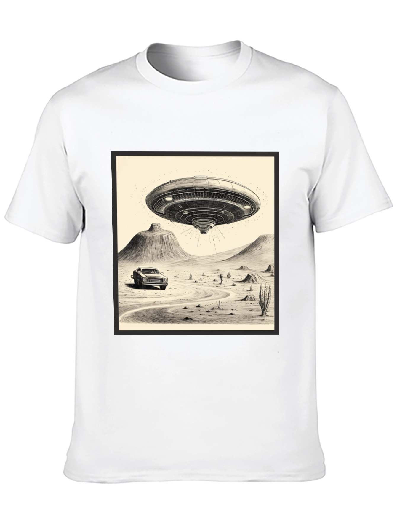 UFO Abduction Black Graphic Tee