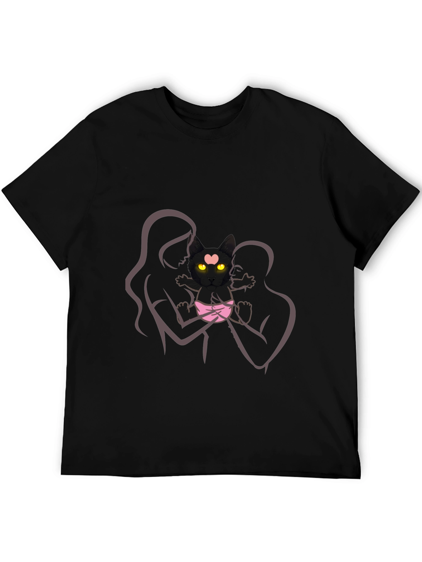 Cute Cat Family Tee - Unisex Black T-Shirt