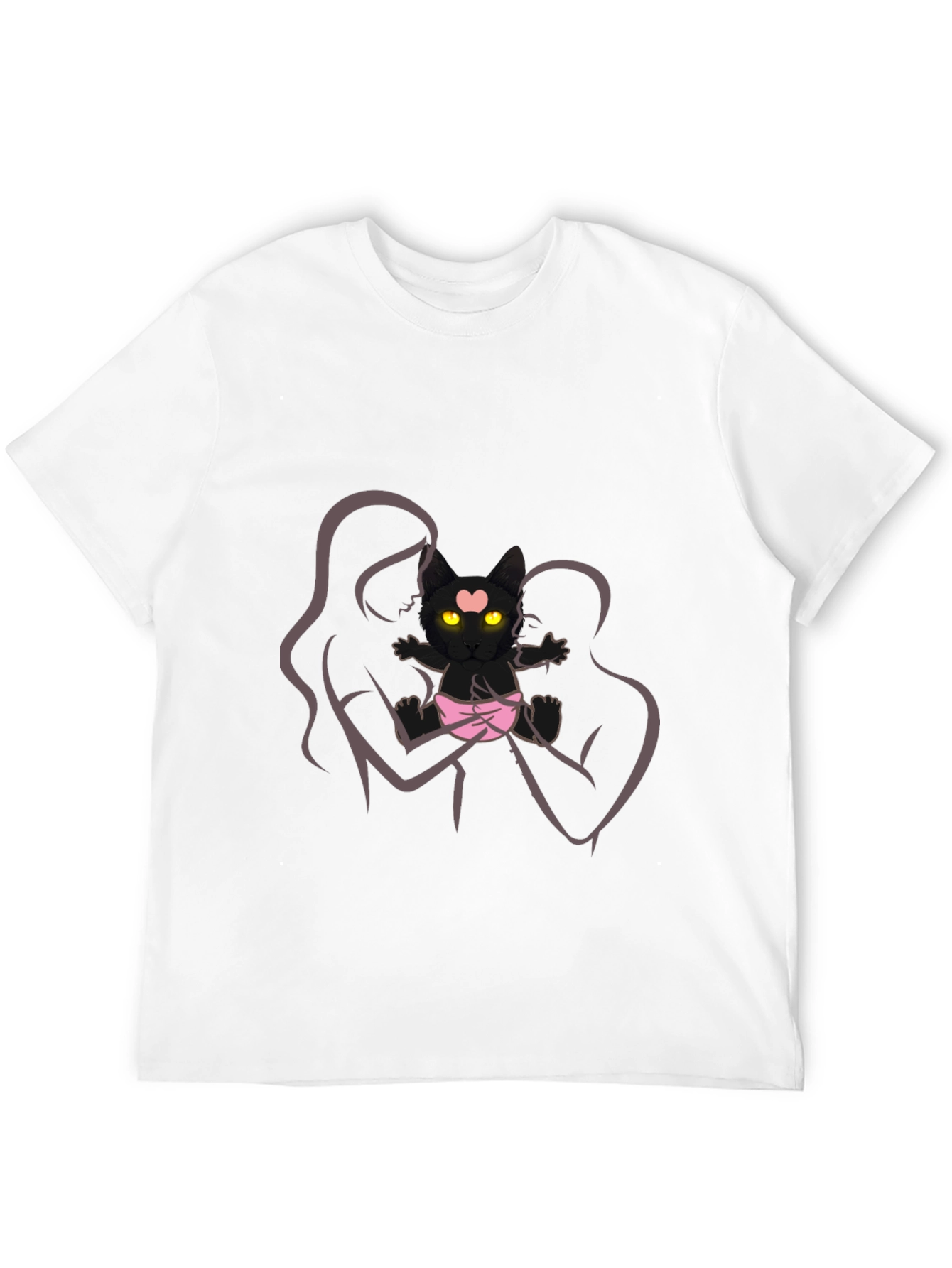 Cute Cat Family Tee - Unisex Black T-Shirt