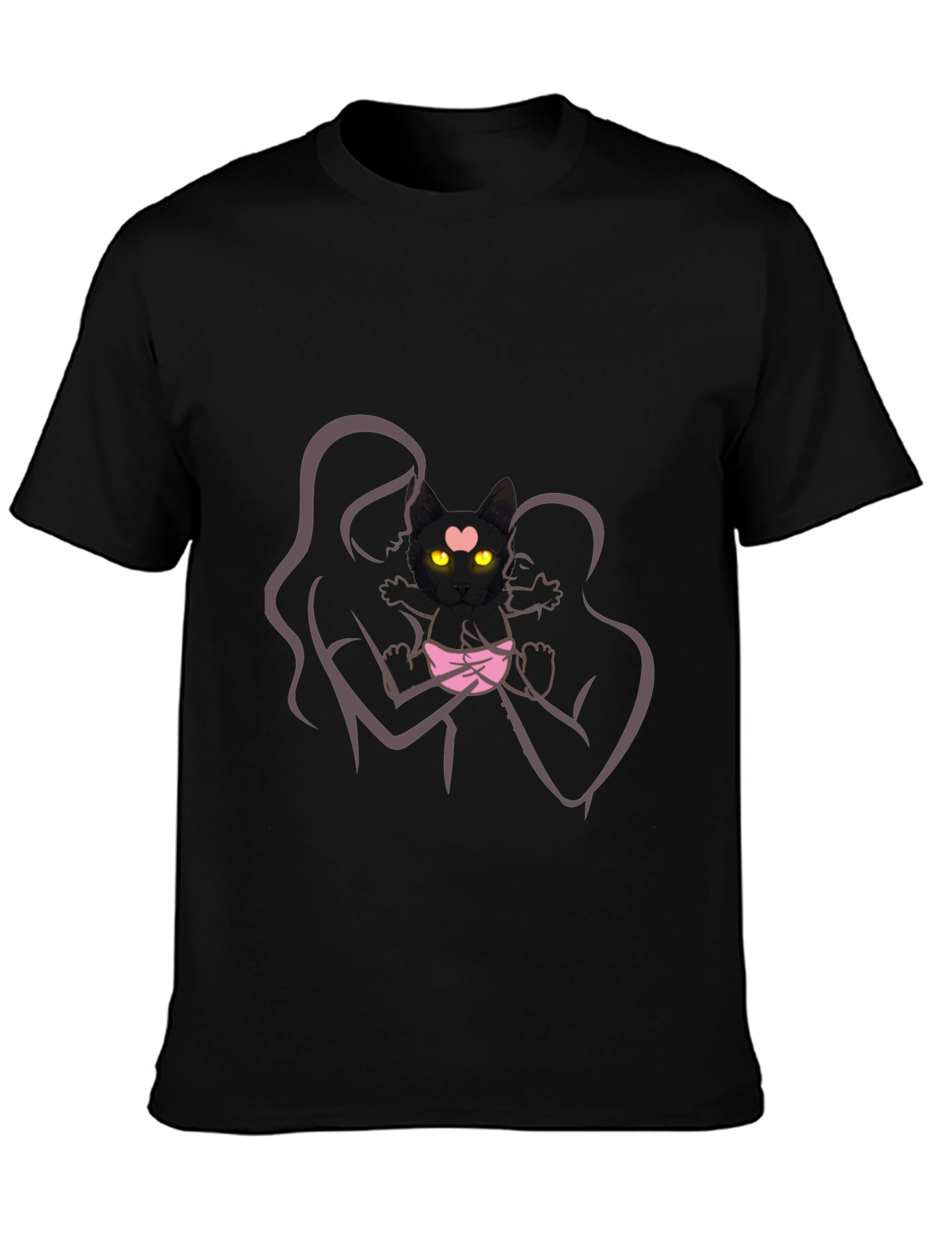 Cute Cat Family Tee - Unisex Black T-Shirt