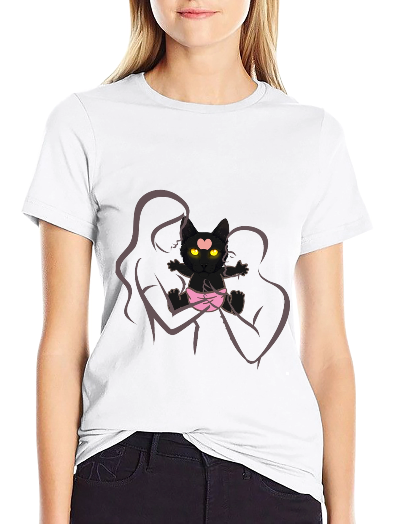 Cute Cat Family Tee - Unisex Black T-Shirt