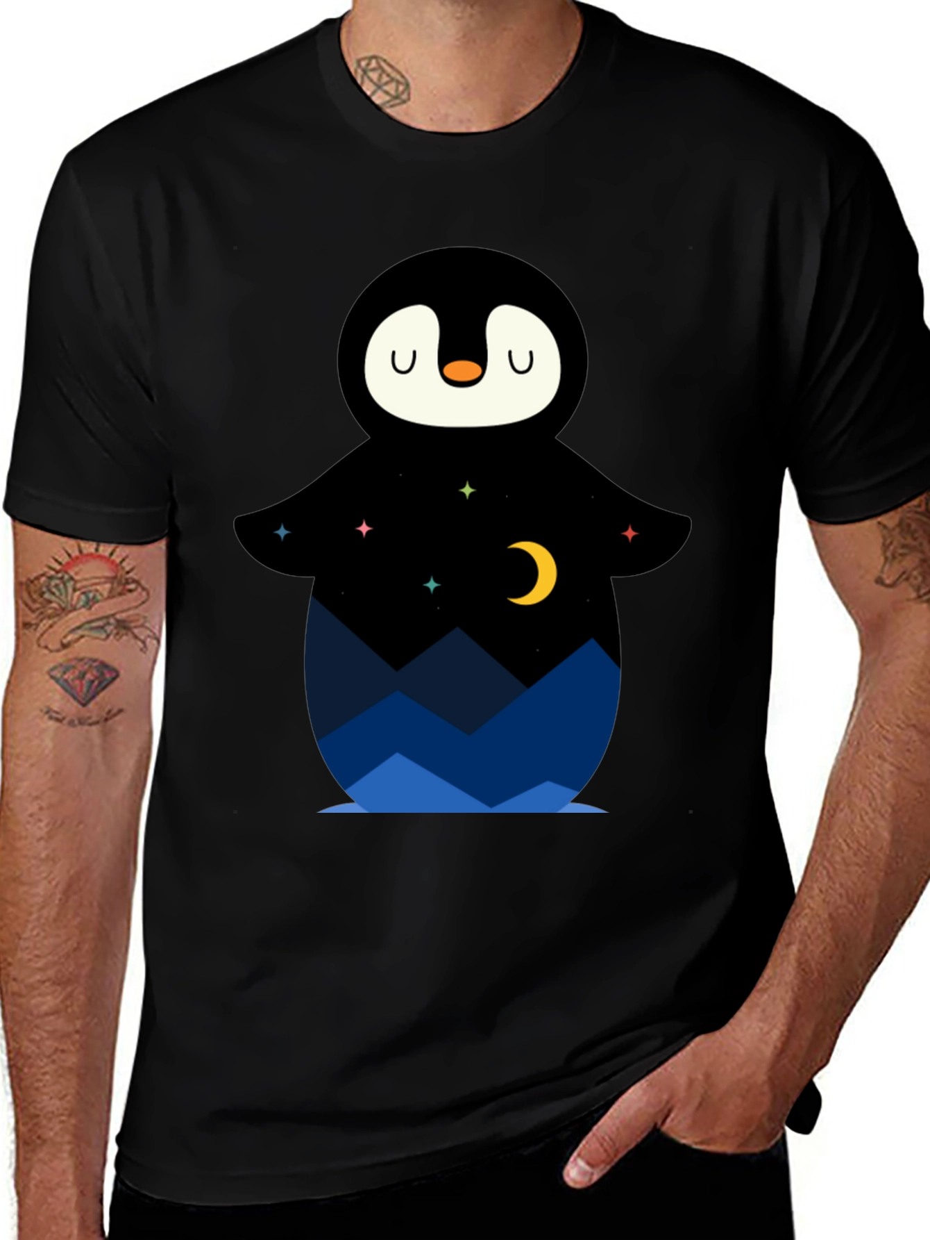 Night Sky Penguin Graphic Tee