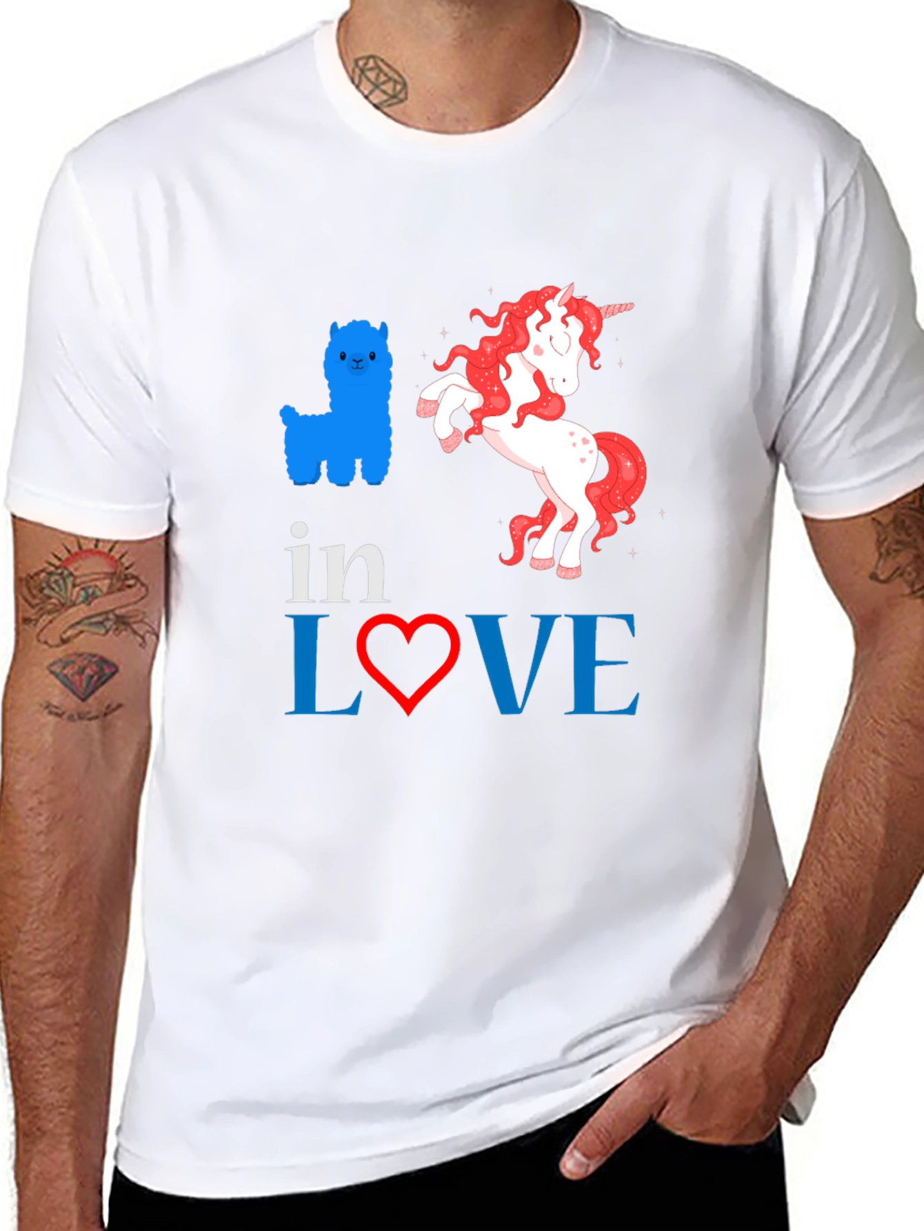 In Love Alpaca Unicorn Graphic Tee