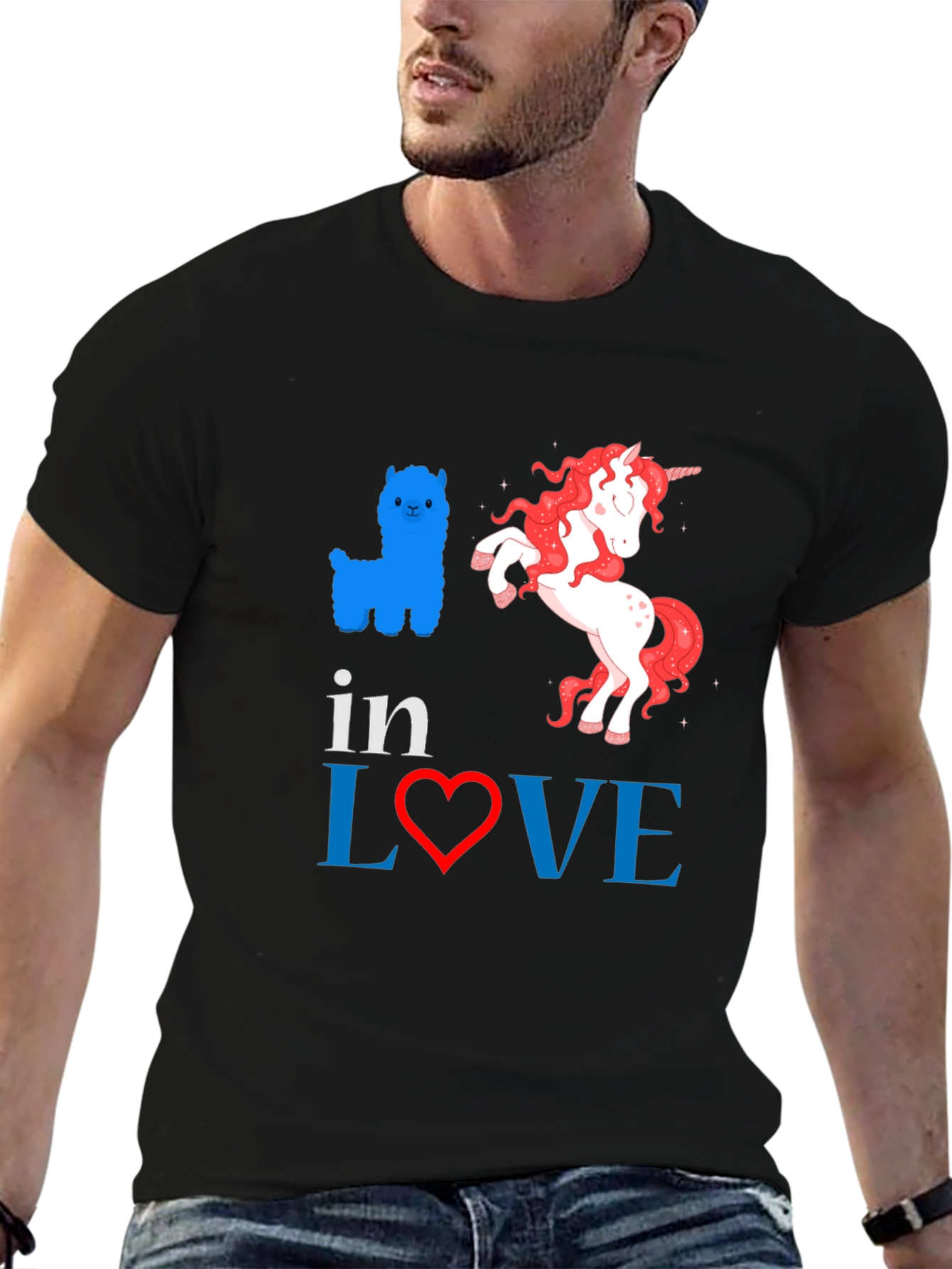 In Love Alpaca Unicorn Graphic Tee