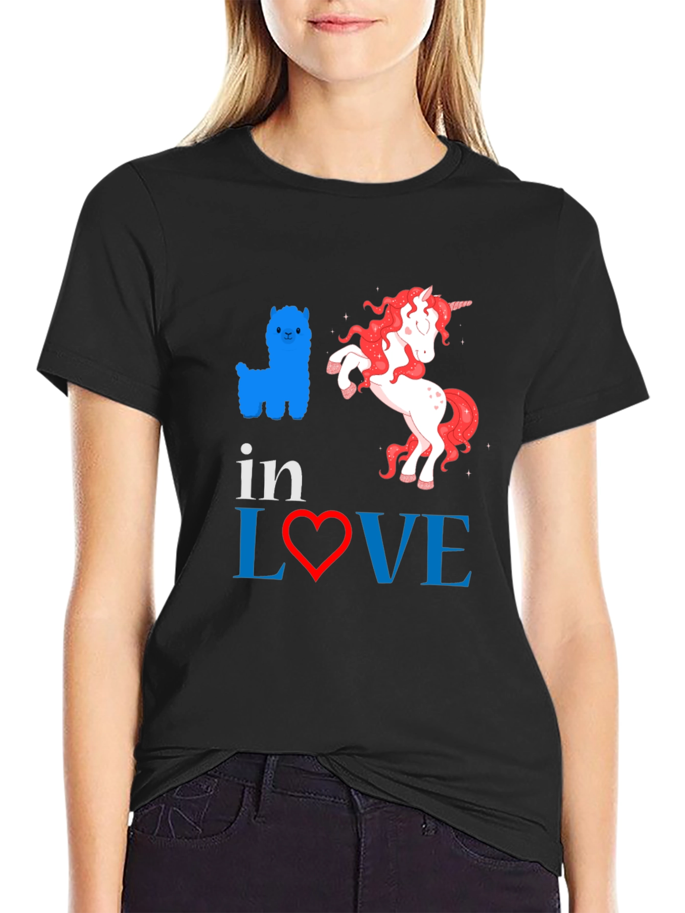 In Love Alpaca Unicorn Graphic Tee
