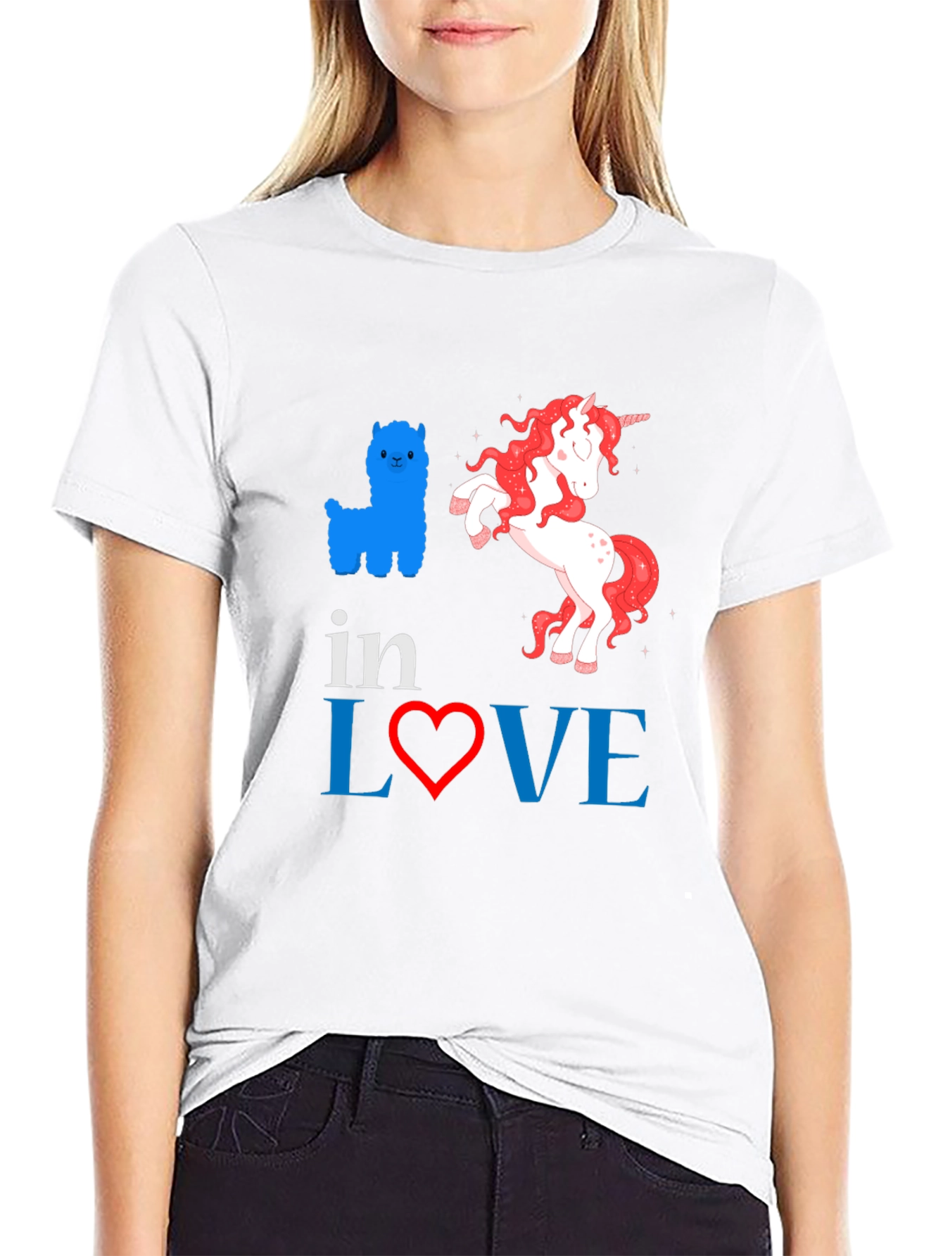 In Love Alpaca Unicorn Graphic Tee