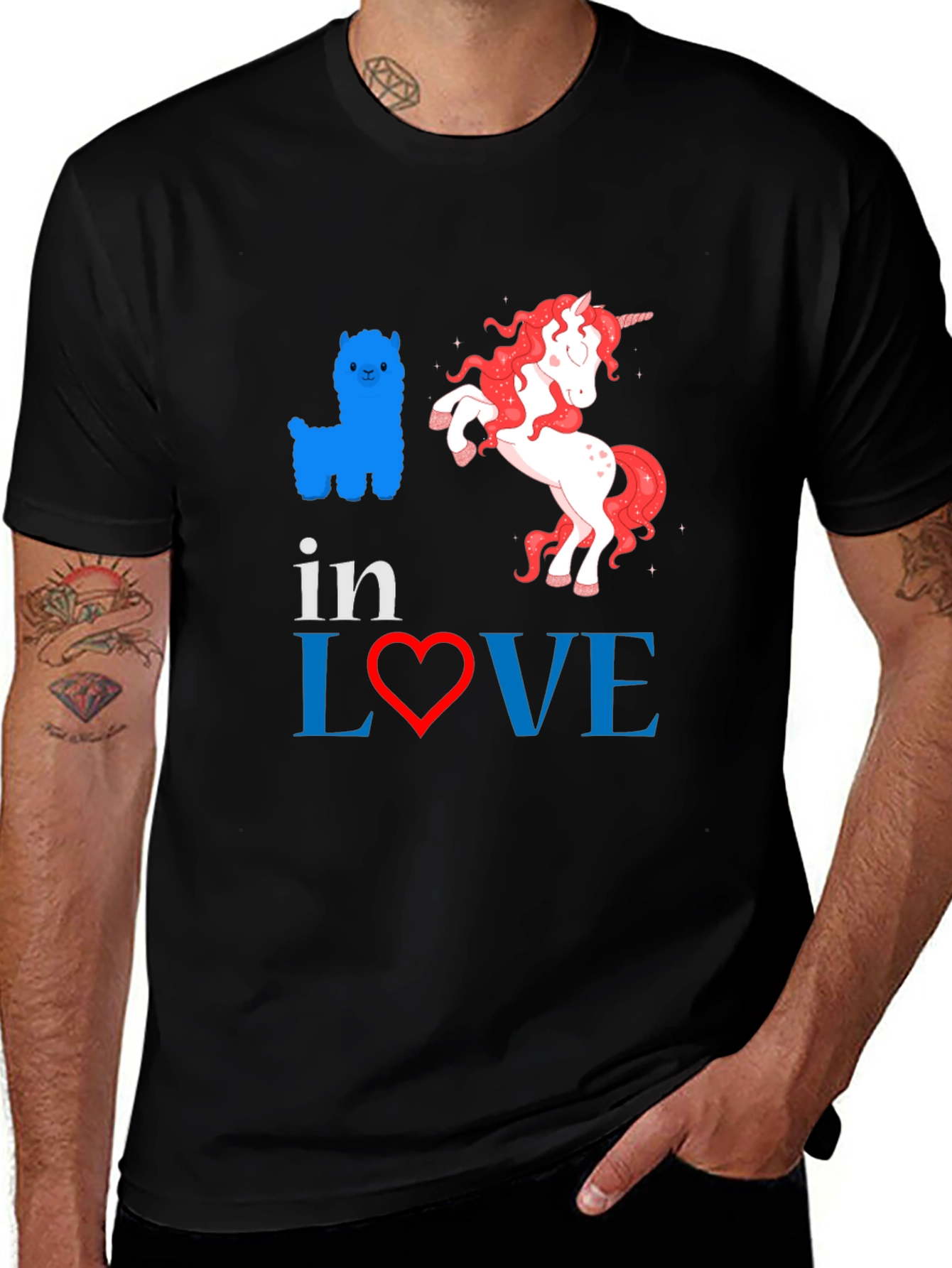 In Love Alpaca Unicorn Graphic Tee