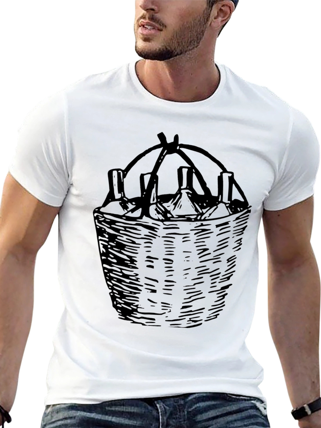 Wine Basket Graphic Tee - Black