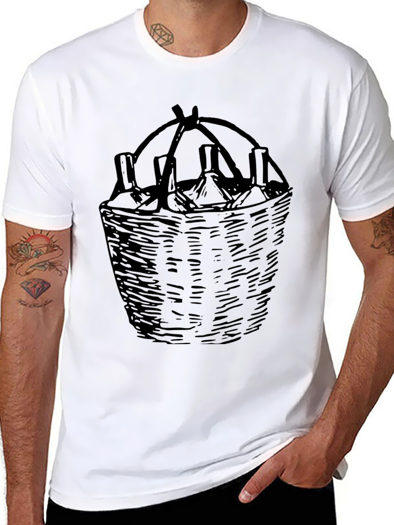 Wine Basket Graphic Tee - Black