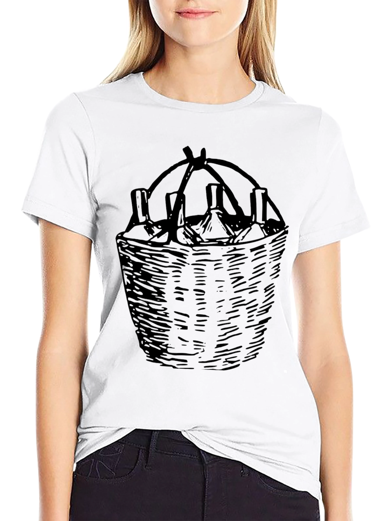 Wine Basket Graphic Tee - Black