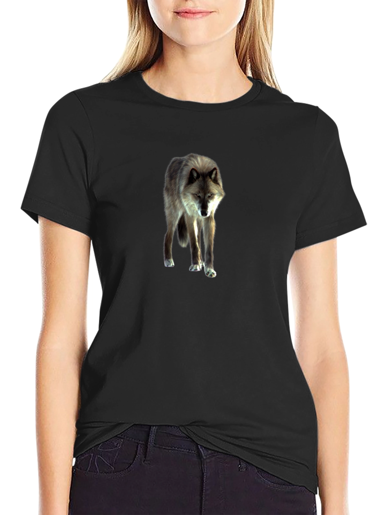 Wolf Graphic Tee - Stylish Black Cotton T-Shirt