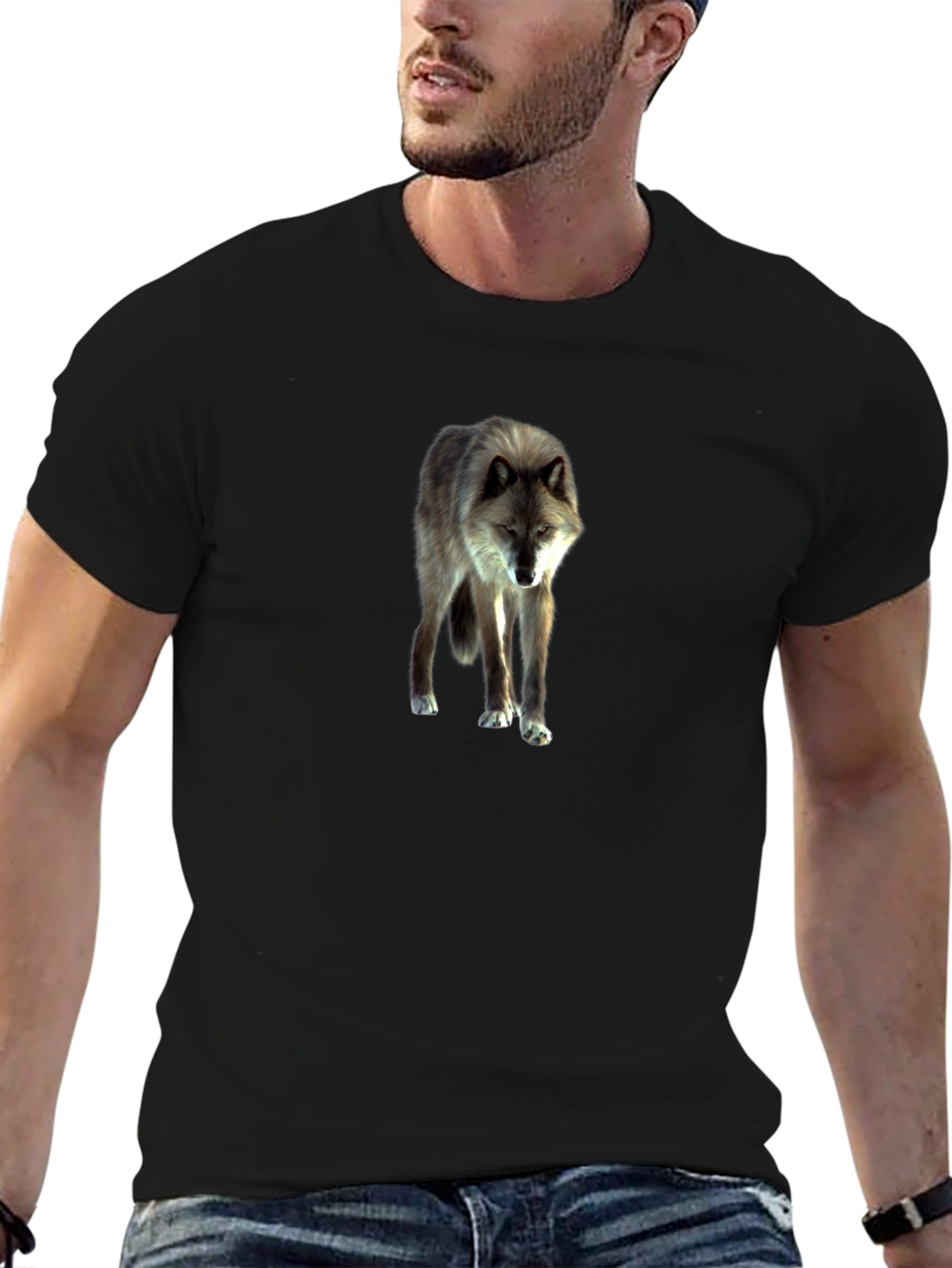 Wolf Graphic Tee - Stylish Black Cotton T-Shirt