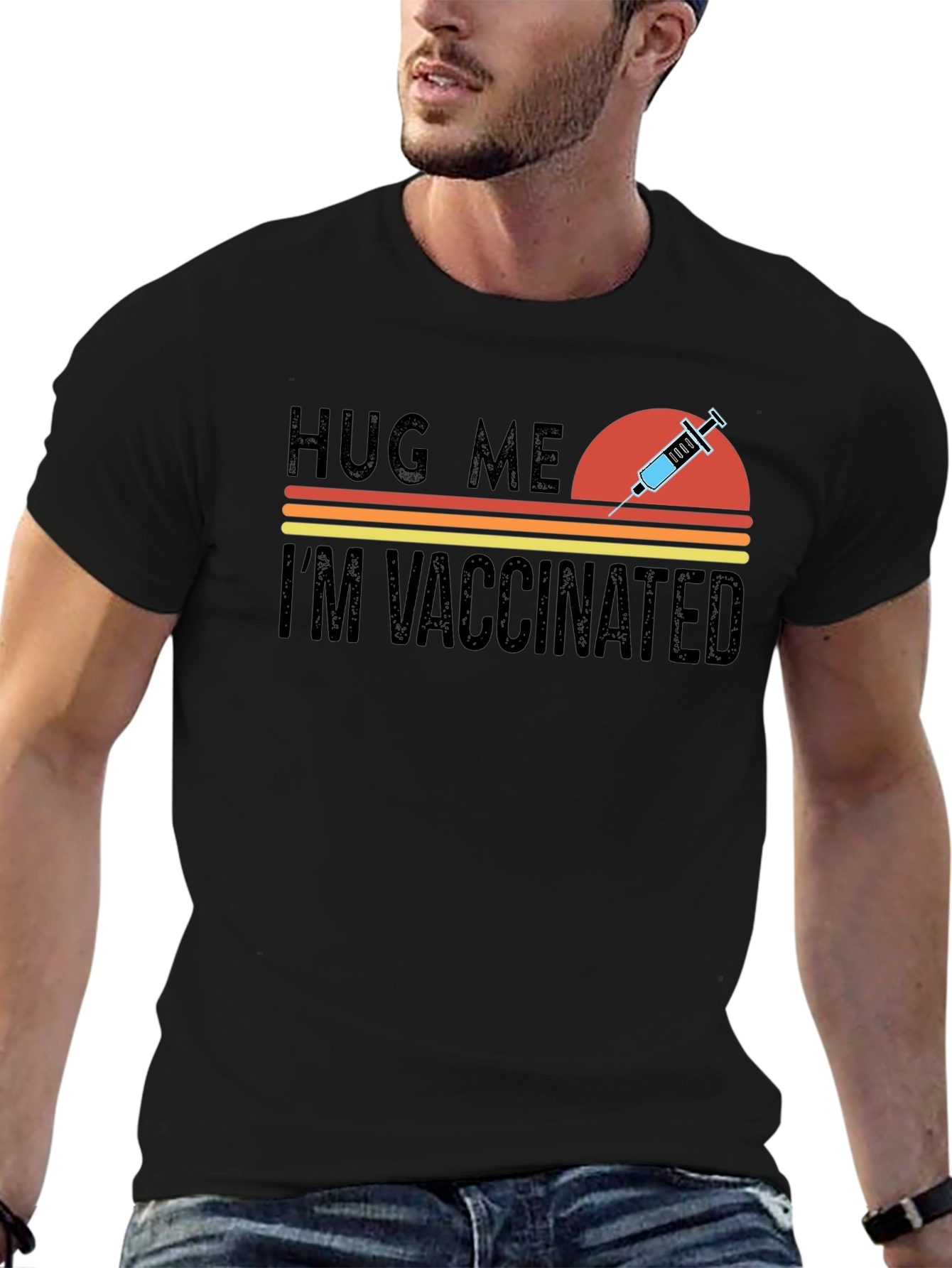 Hug Me Im Vaccinated Novelty Graphic Tee