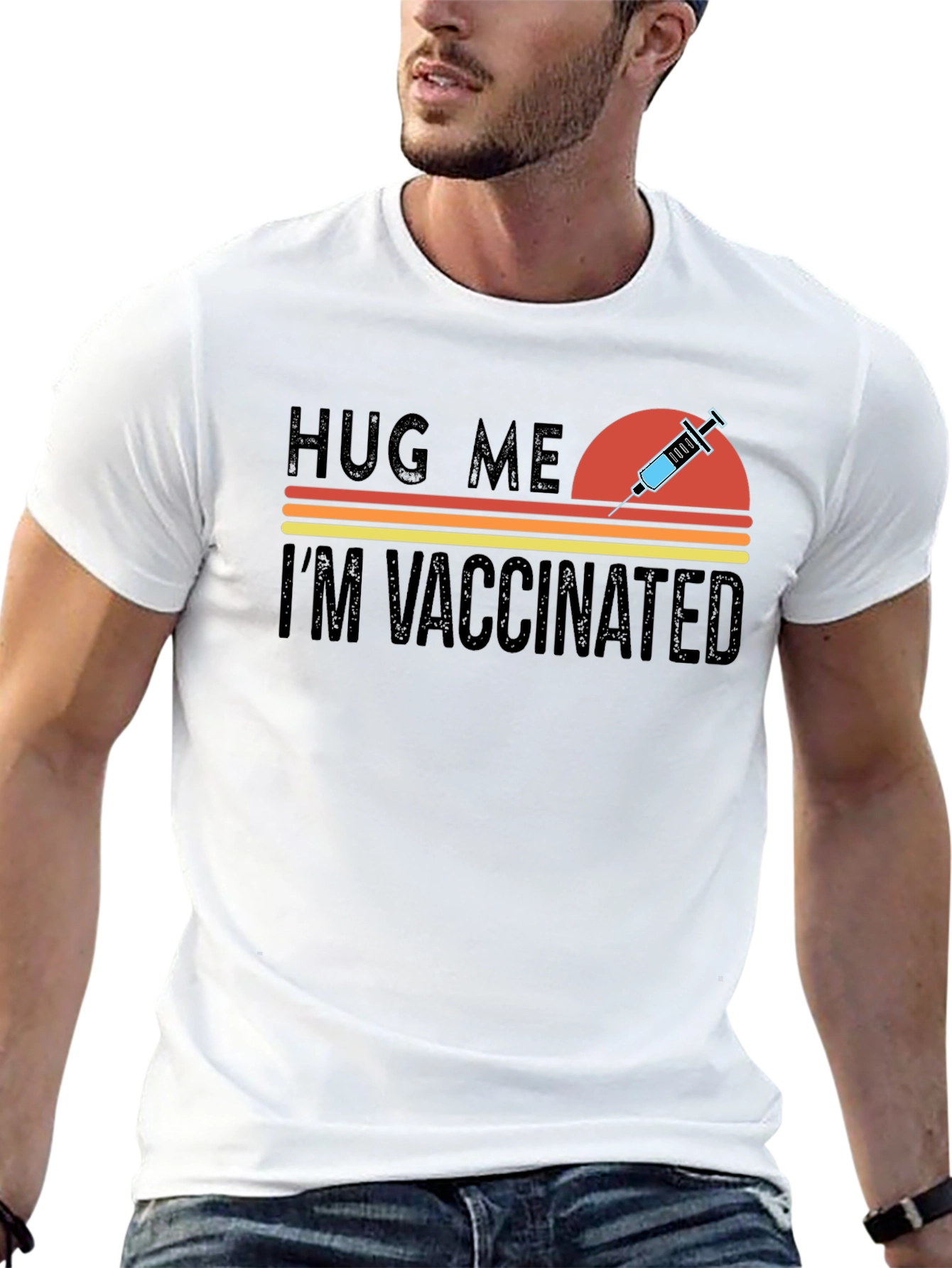 Hug Me Im Vaccinated Novelty Graphic Tee