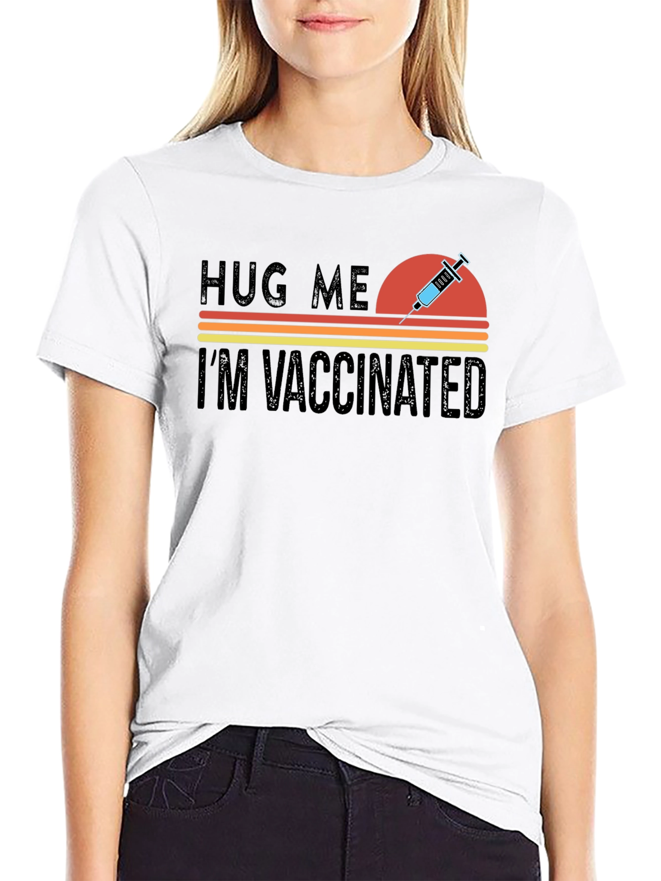 Hug Me Im Vaccinated Novelty Graphic Tee