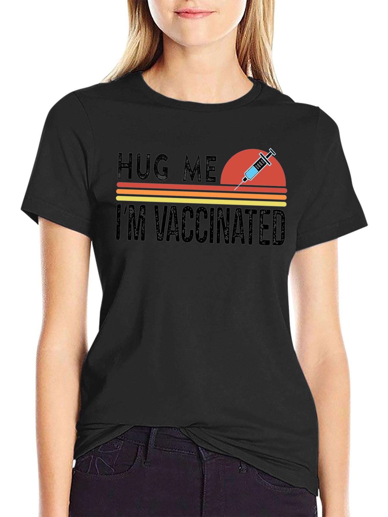 Hug Me Im Vaccinated Novelty Graphic Tee
