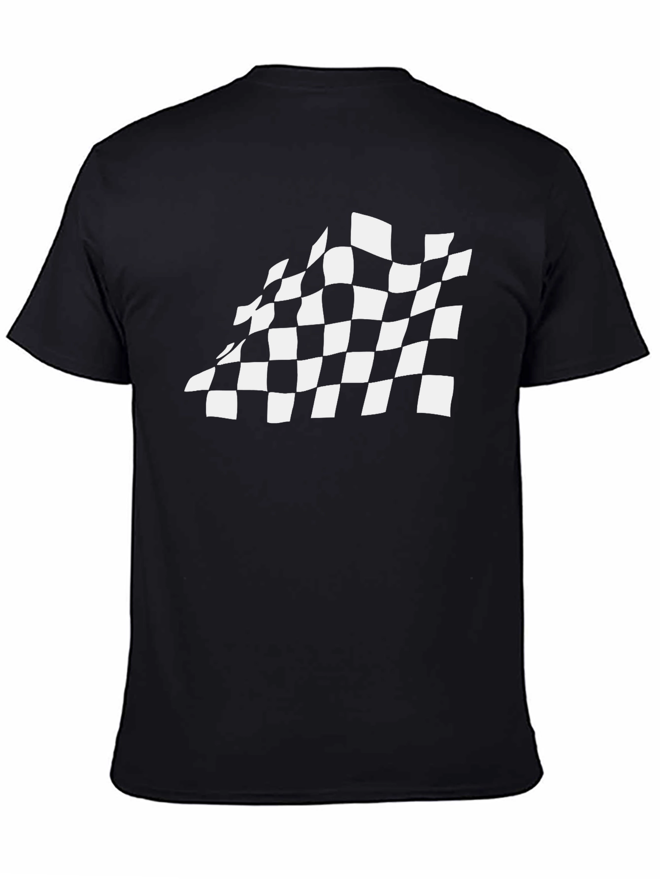 Checkered Flag Graphic Tee - Black Cotton T-Shirt