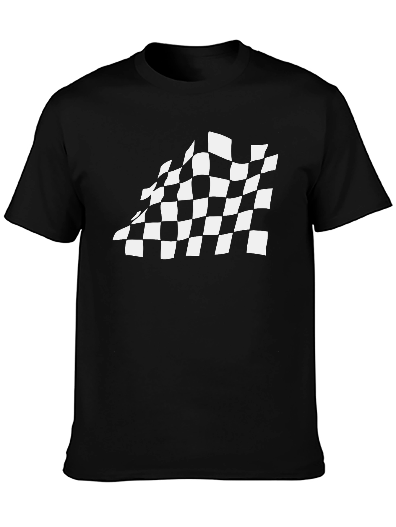 Checkered Flag Graphic Tee - Black Cotton T-Shirt