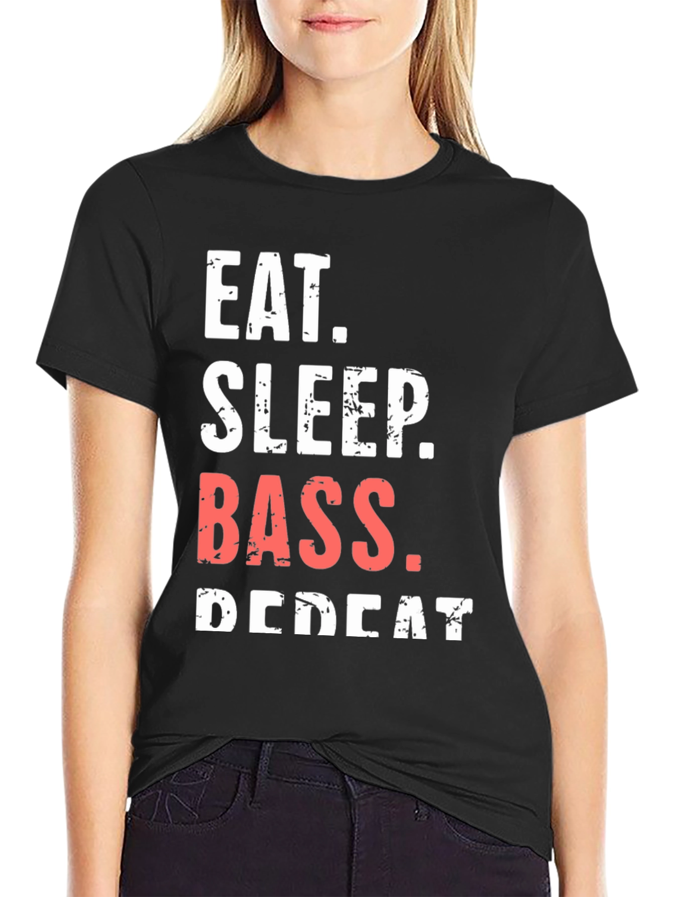 Eat Sleep Bass Repeat Black T-Shirt