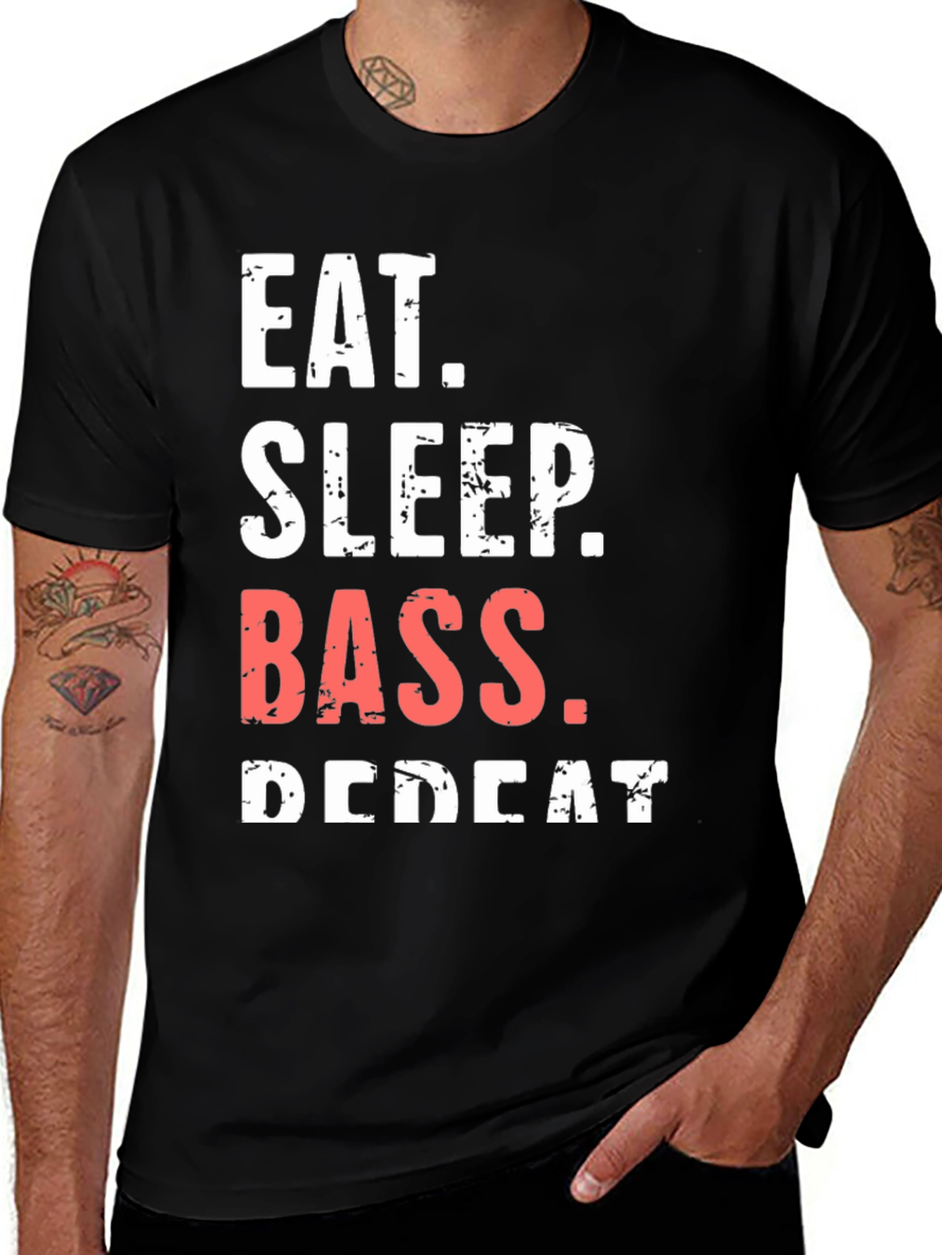 Eat Sleep Bass Repeat Black T-Shirt