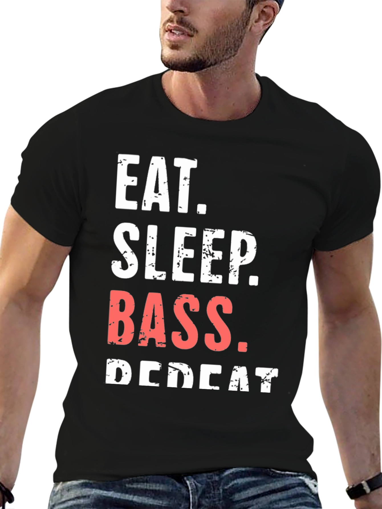 Eat Sleep Bass Repeat Black T-Shirt