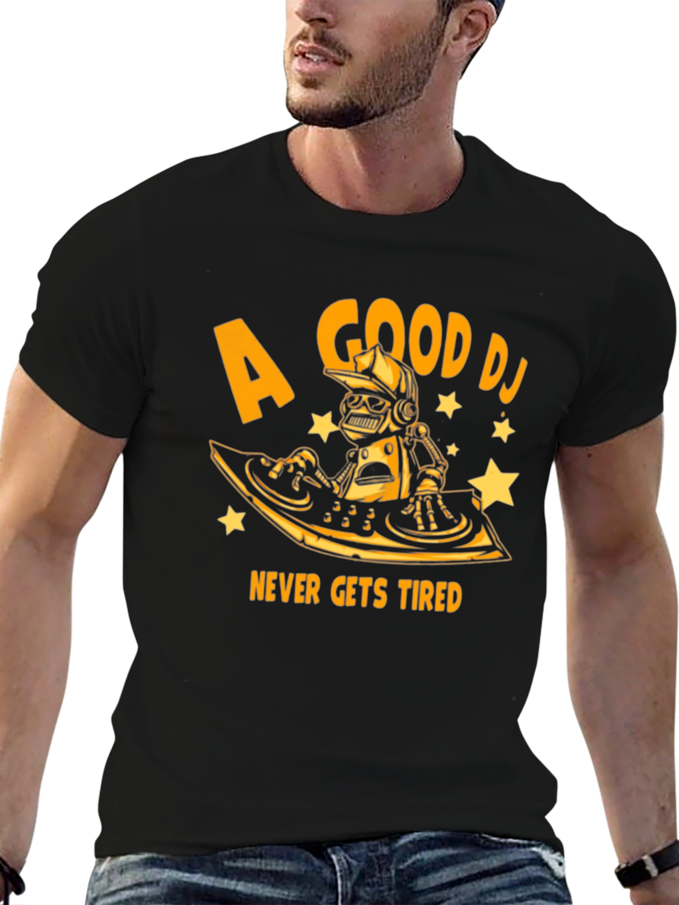 A Good DJ Never Gets Tired Black T-Shirt