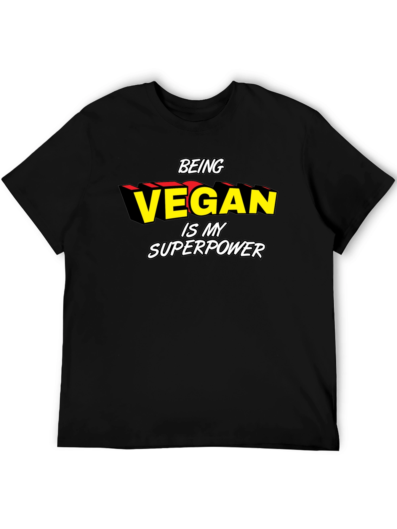 Vegan Superpower Graphic Tee - Black