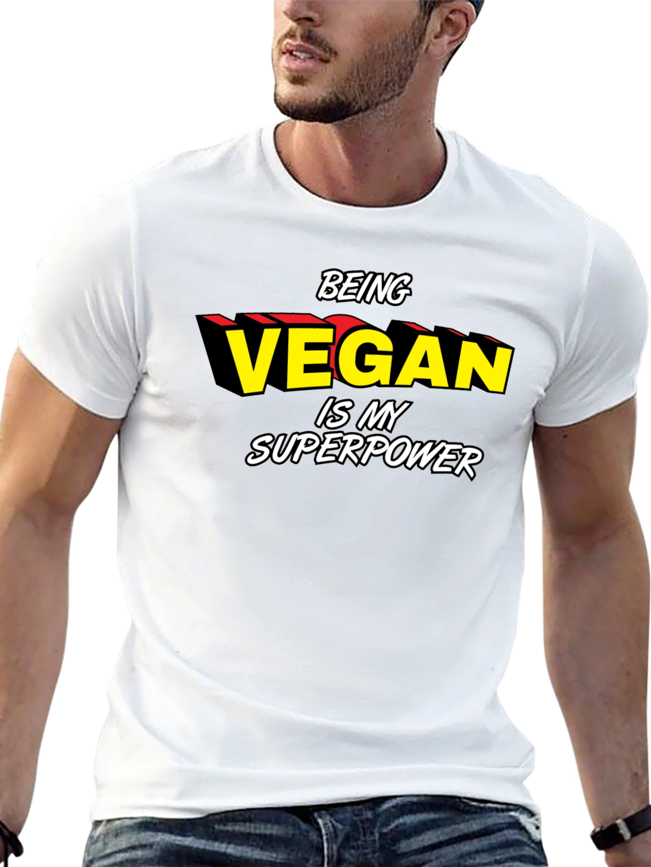 Vegan Superpower Graphic Tee - Black