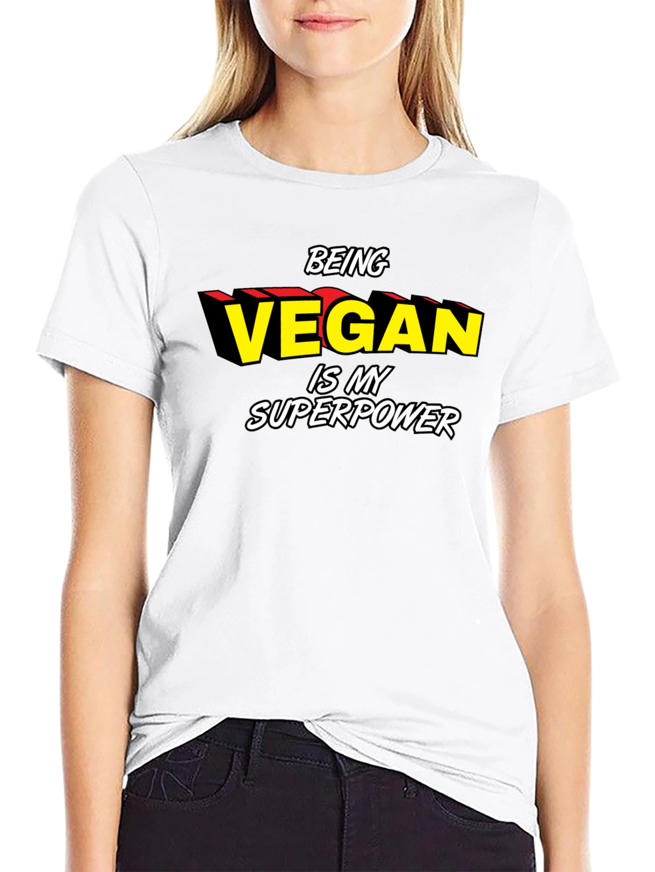 Vegan Superpower Graphic Tee - Black