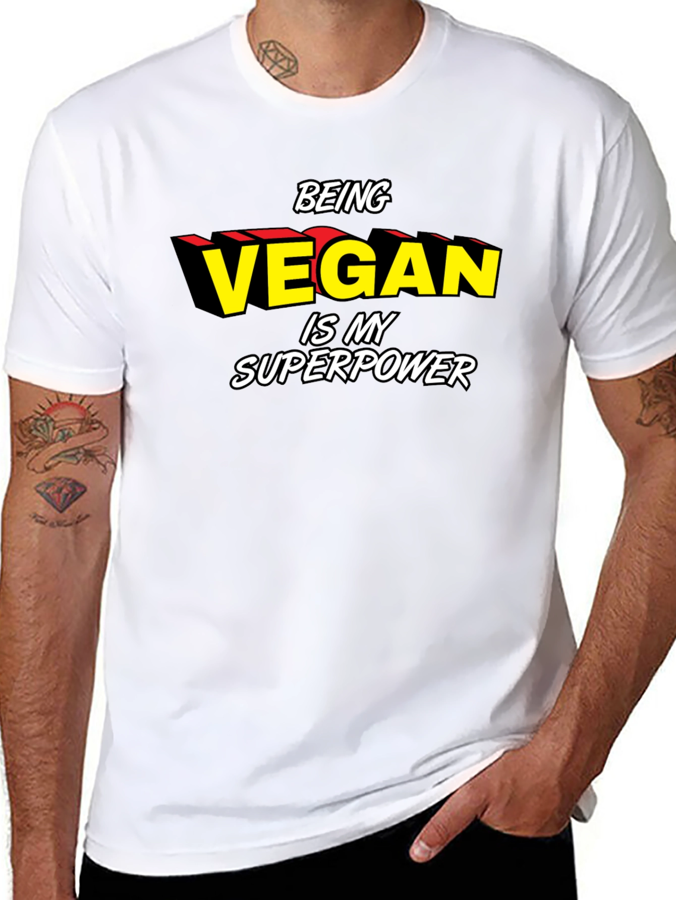 Vegan Superpower Graphic Tee - Black