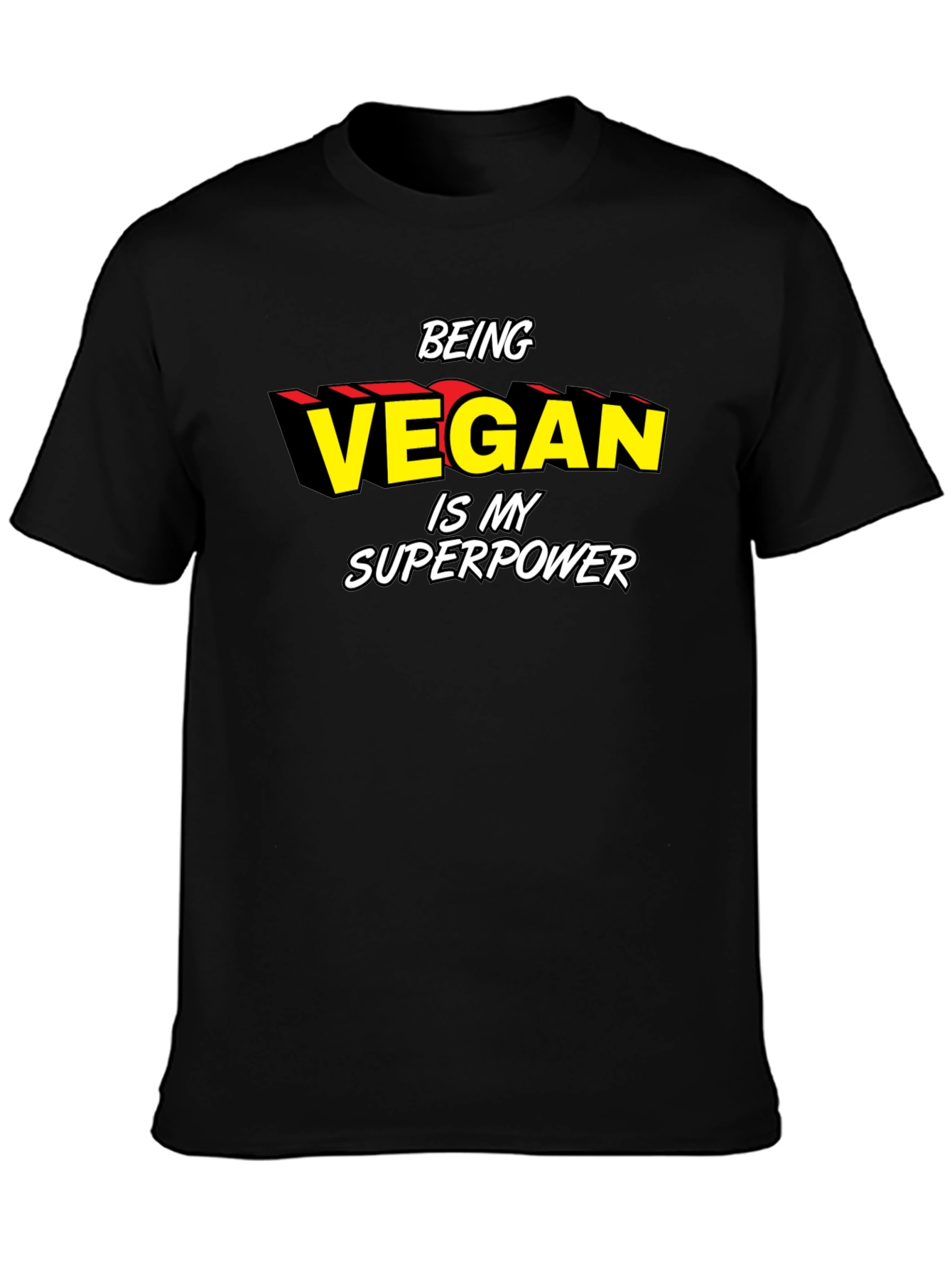 Vegan Superpower Graphic Tee - Black