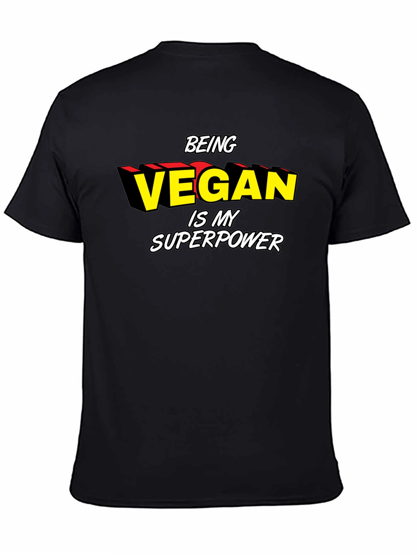 Vegan Superpower Graphic Tee - Black
