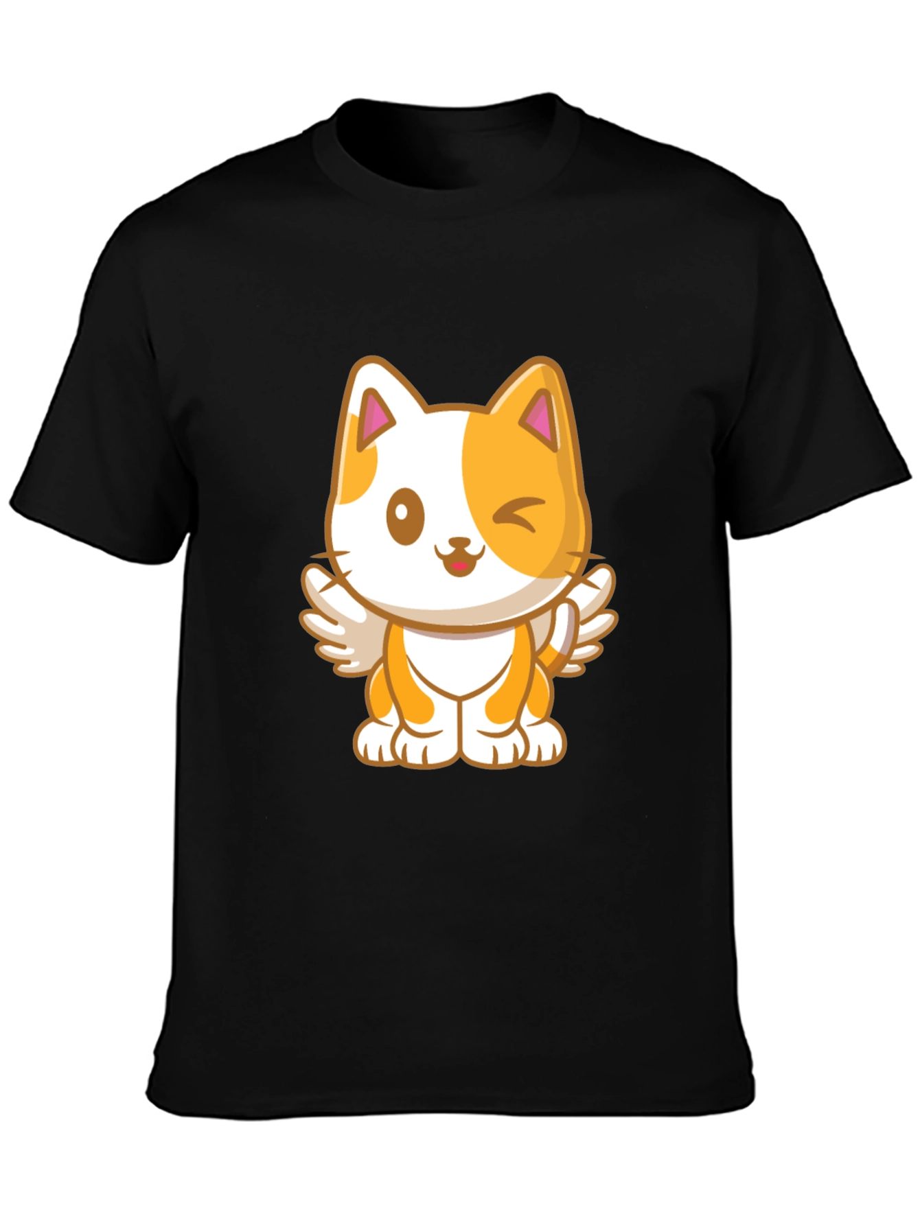 Cute Cartoon Cat Angel Graphic T-Shirt
