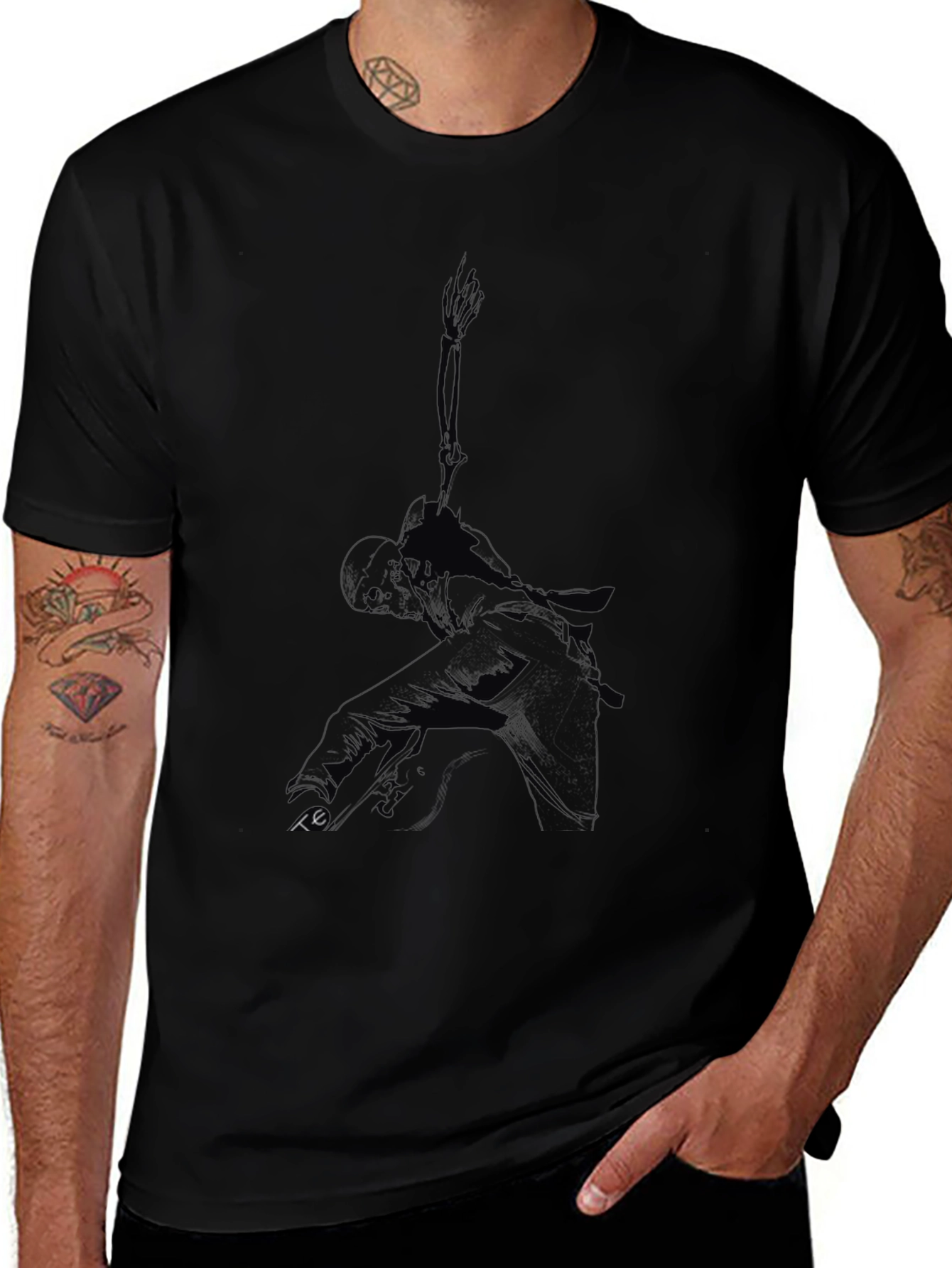 Mens Black Graphic Tee - Urban Style