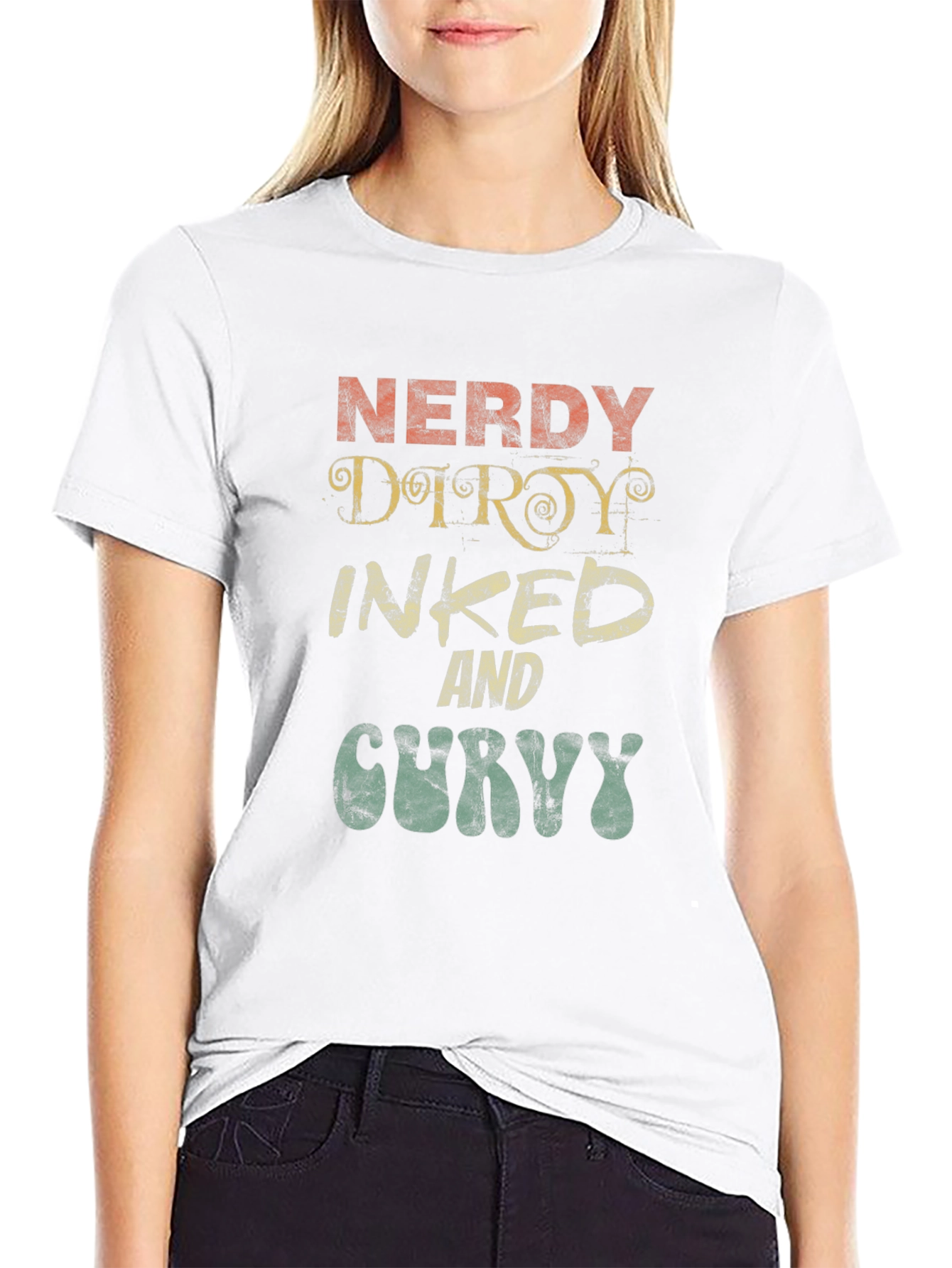 Nerdy Dirty Inked And Curvy Graphic T-Shirt