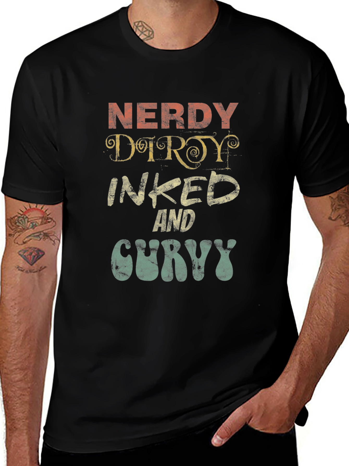 Nerdy Dirty Inked And Curvy Graphic T-Shirt