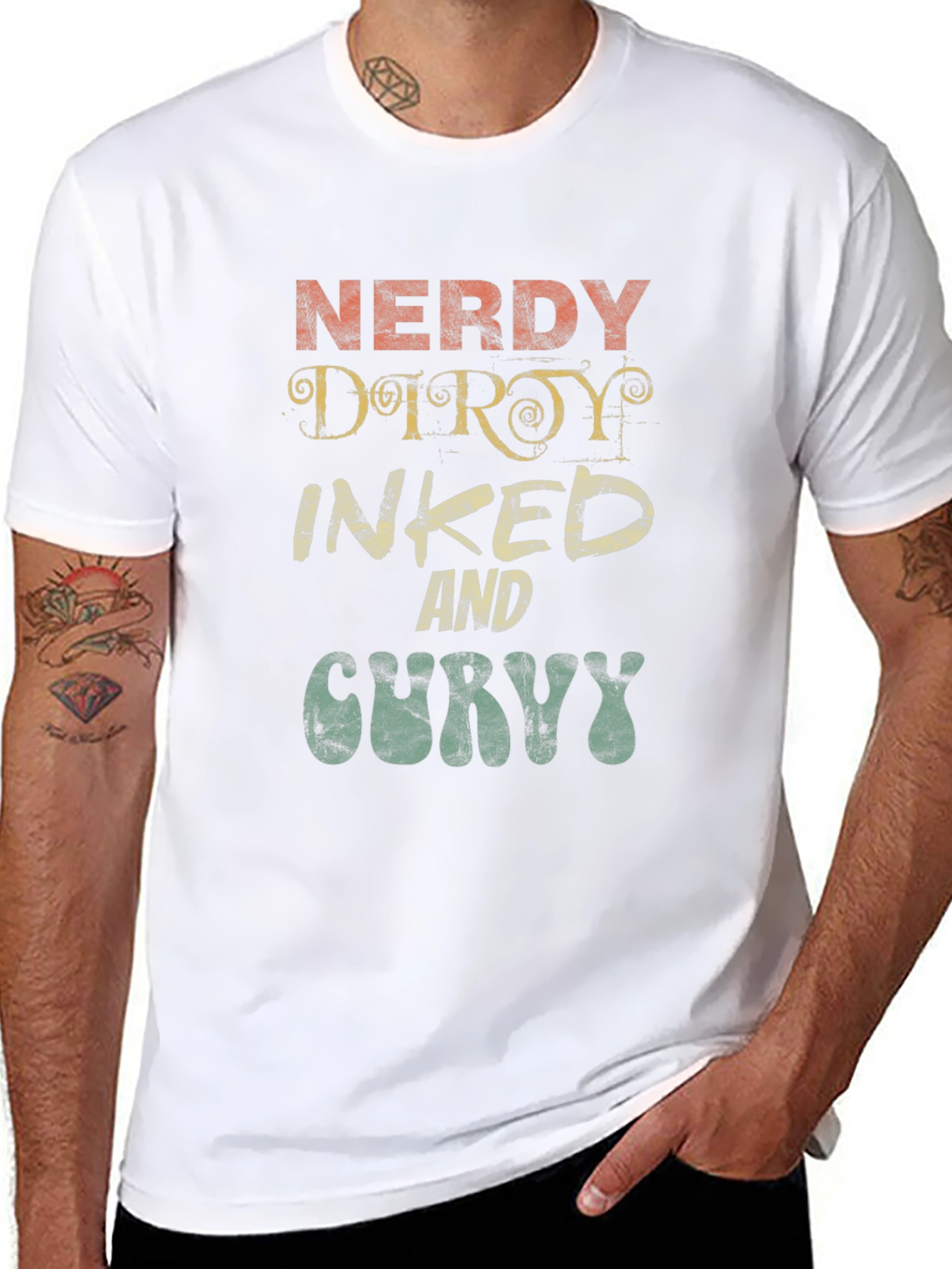 Nerdy Dirty Inked And Curvy Graphic T-Shirt