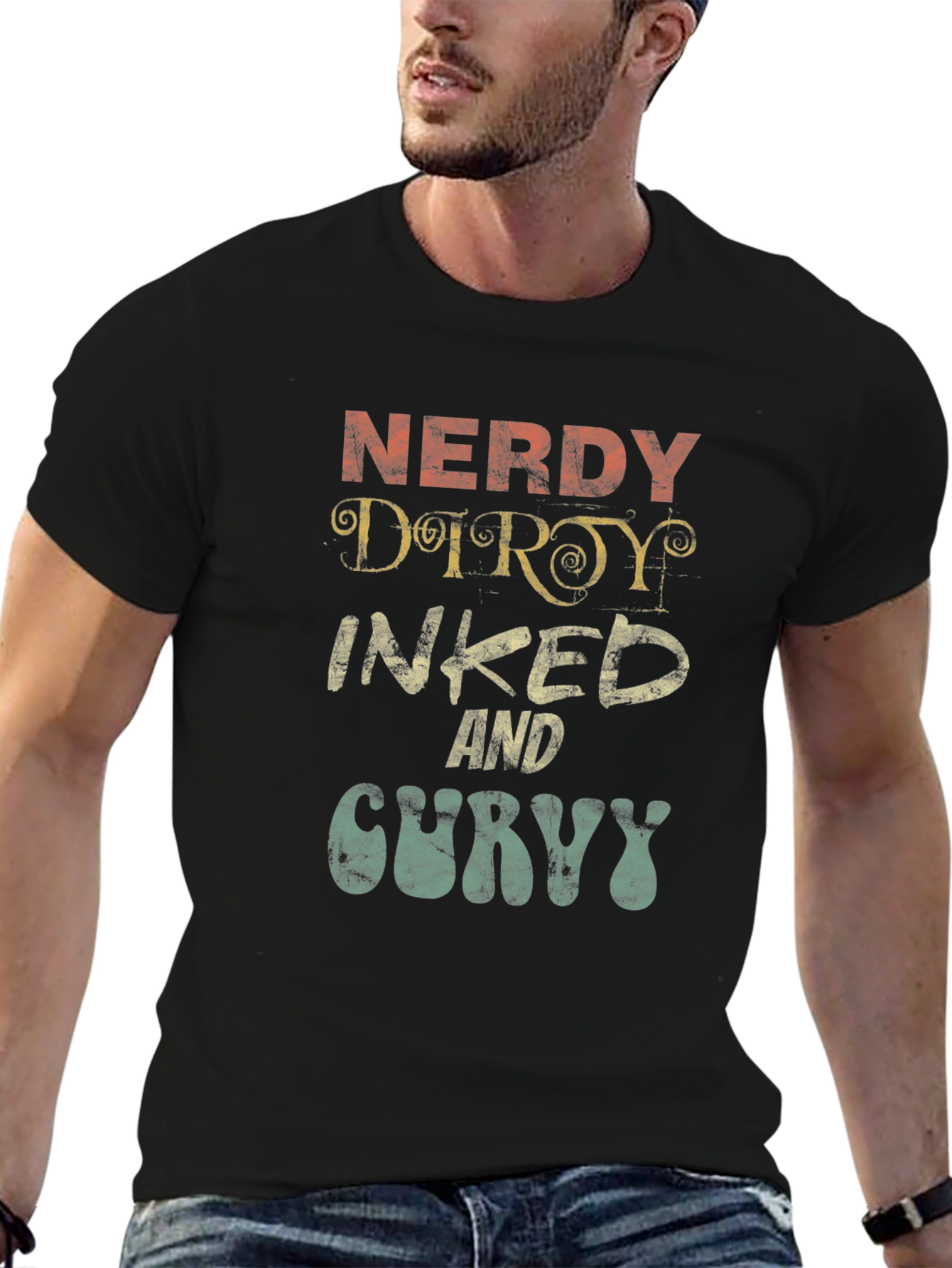 Nerdy Dirty Inked And Curvy Graphic T-Shirt
