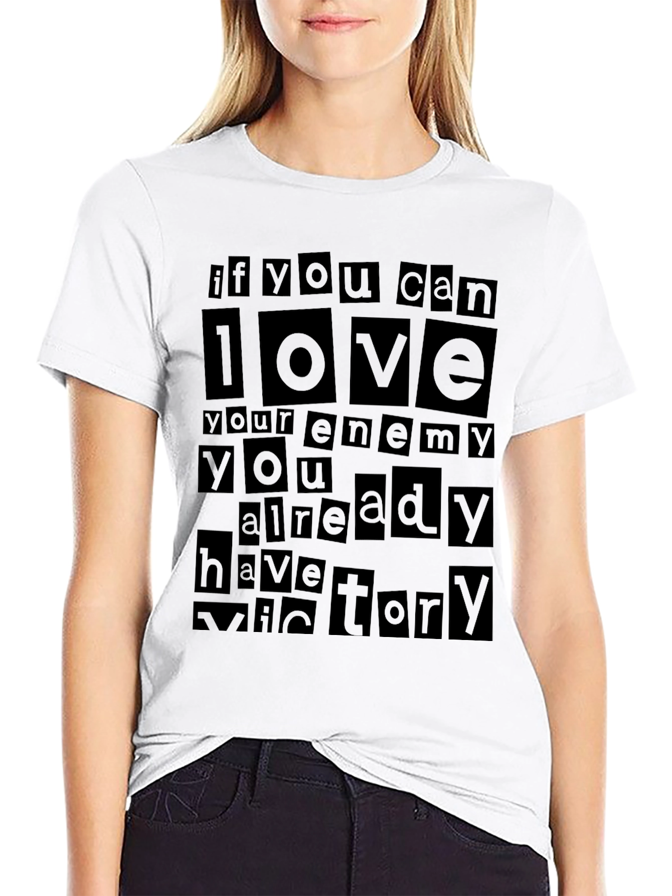 Love Your Enemy Graphic T-Shirt - Black