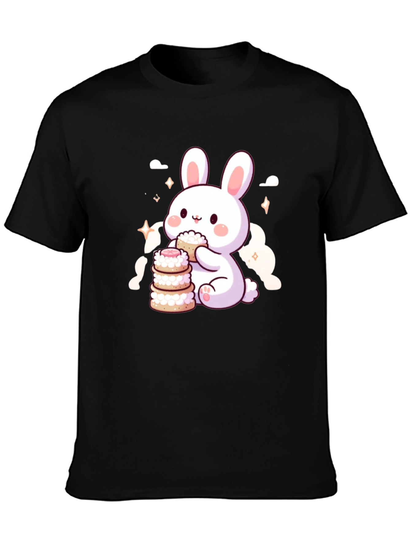 Cute Bunny Eating Macarons T-Shirt