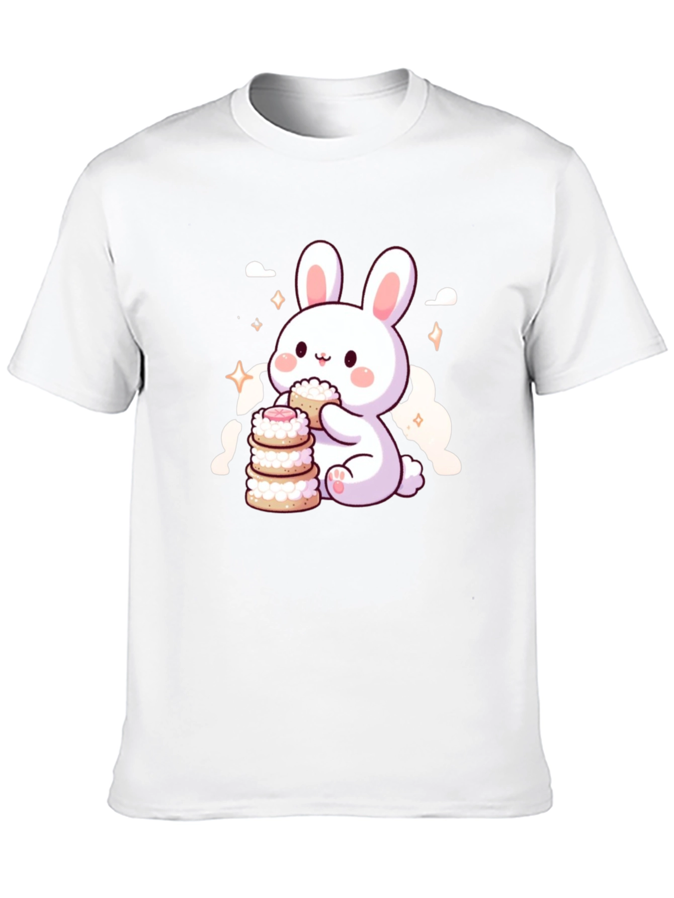 Cute Bunny Eating Macarons T-Shirt