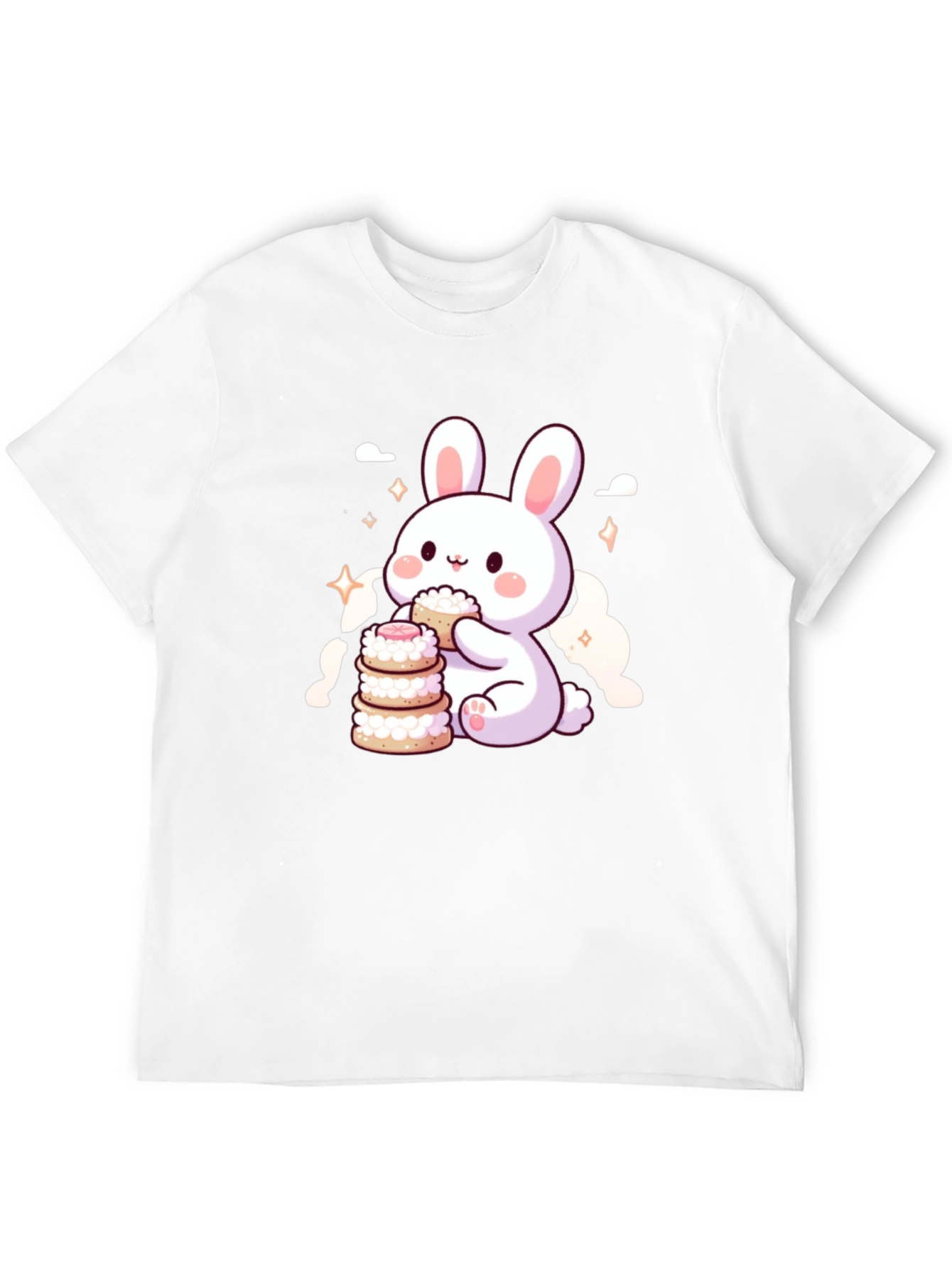 Cute Bunny Eating Macarons T-Shirt