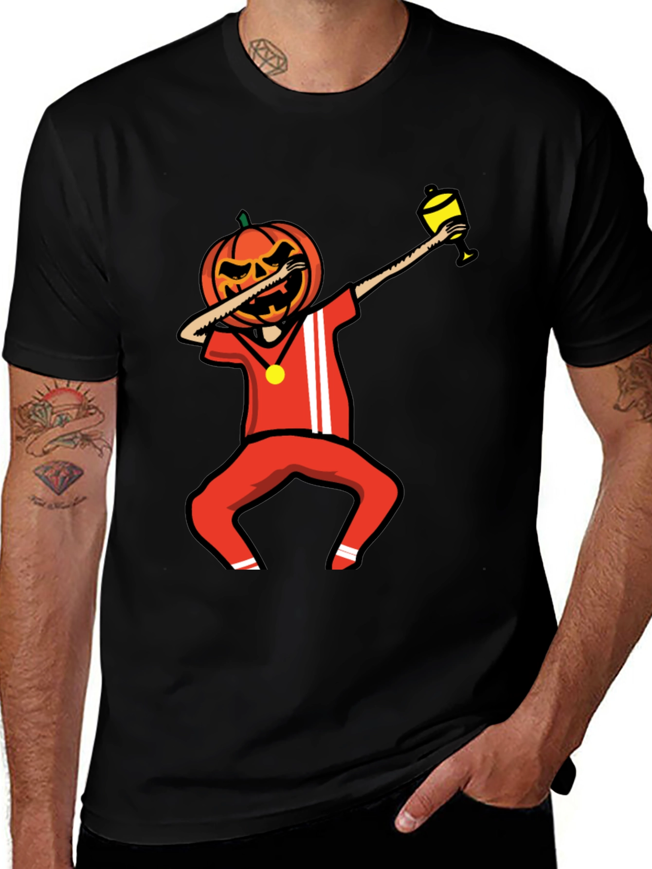 Dabbing Pumpkin Halloween T-Shirt - Black