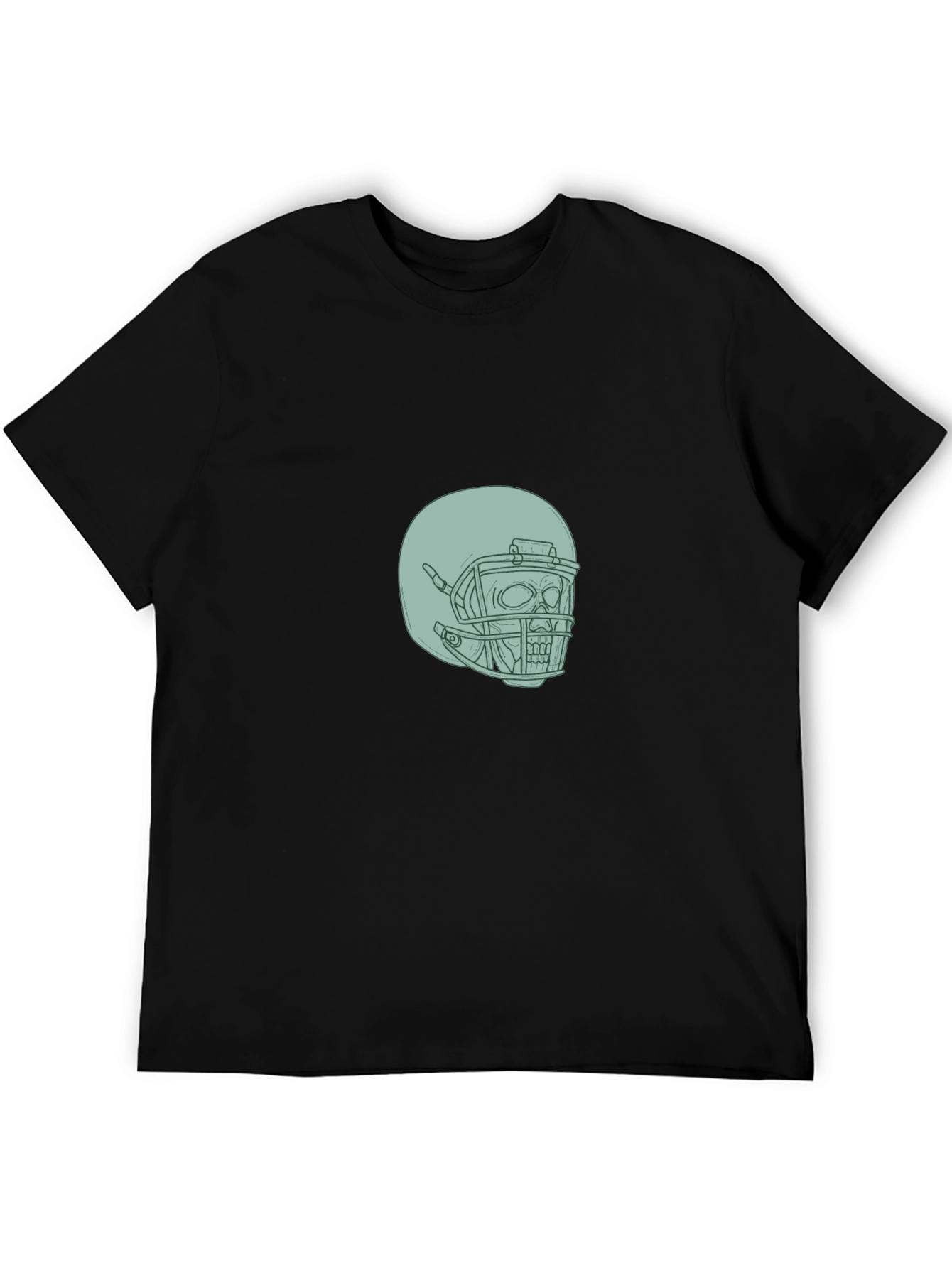 Skull Football Helmet Graphic Tee - Black