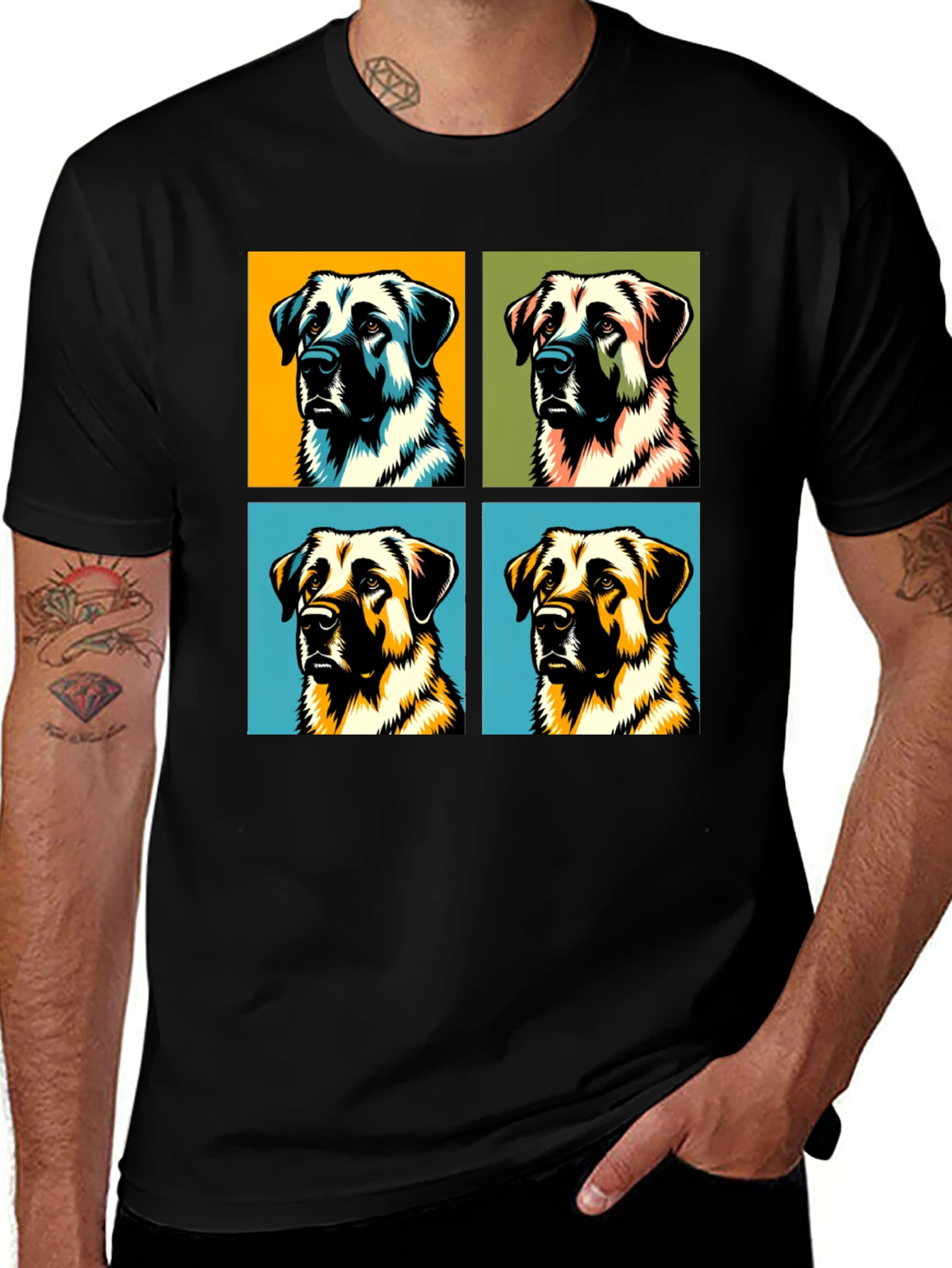 Dog Pop Art Black T-Shirt