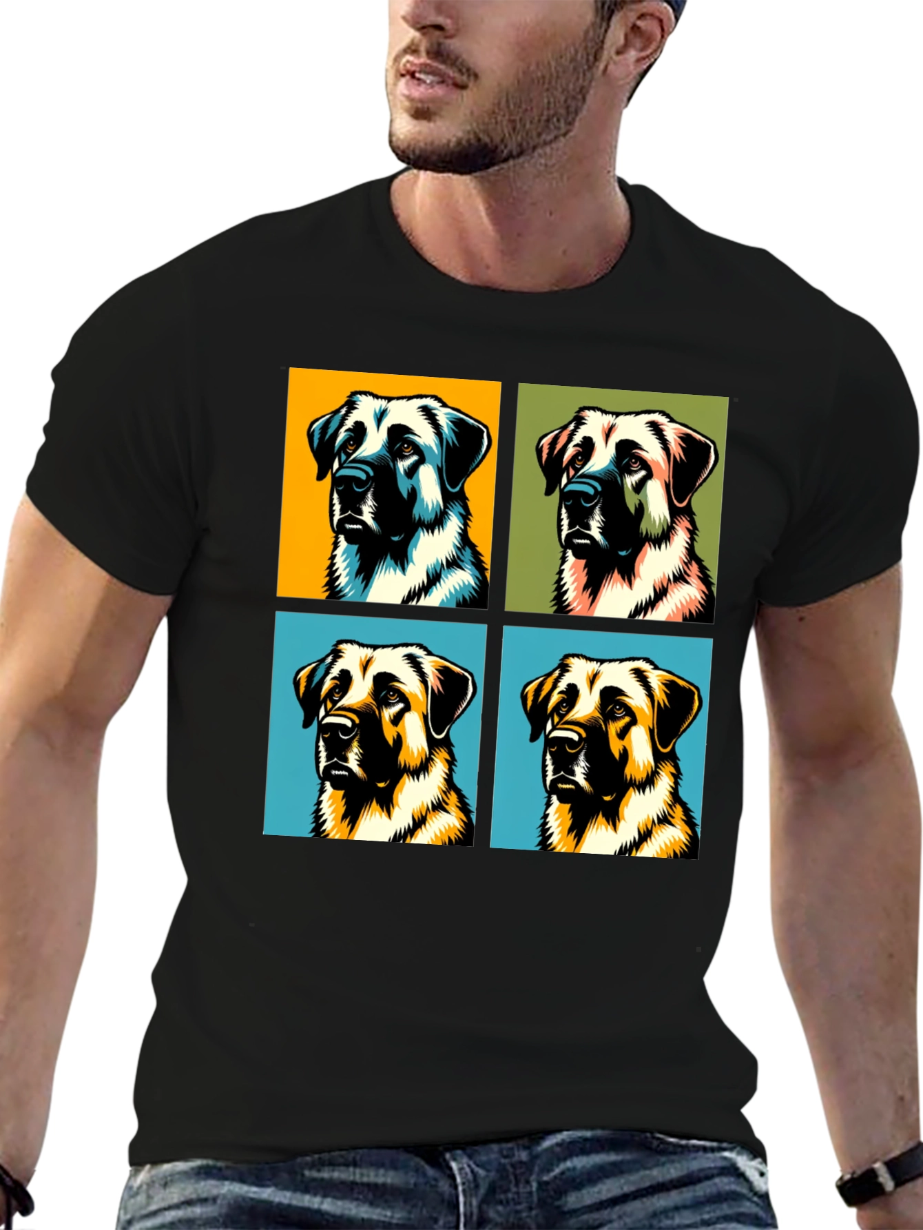 Dog Pop Art Black T-Shirt