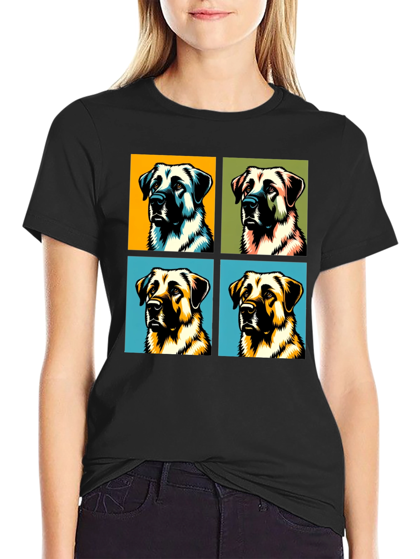 Dog Pop Art Black T-Shirt