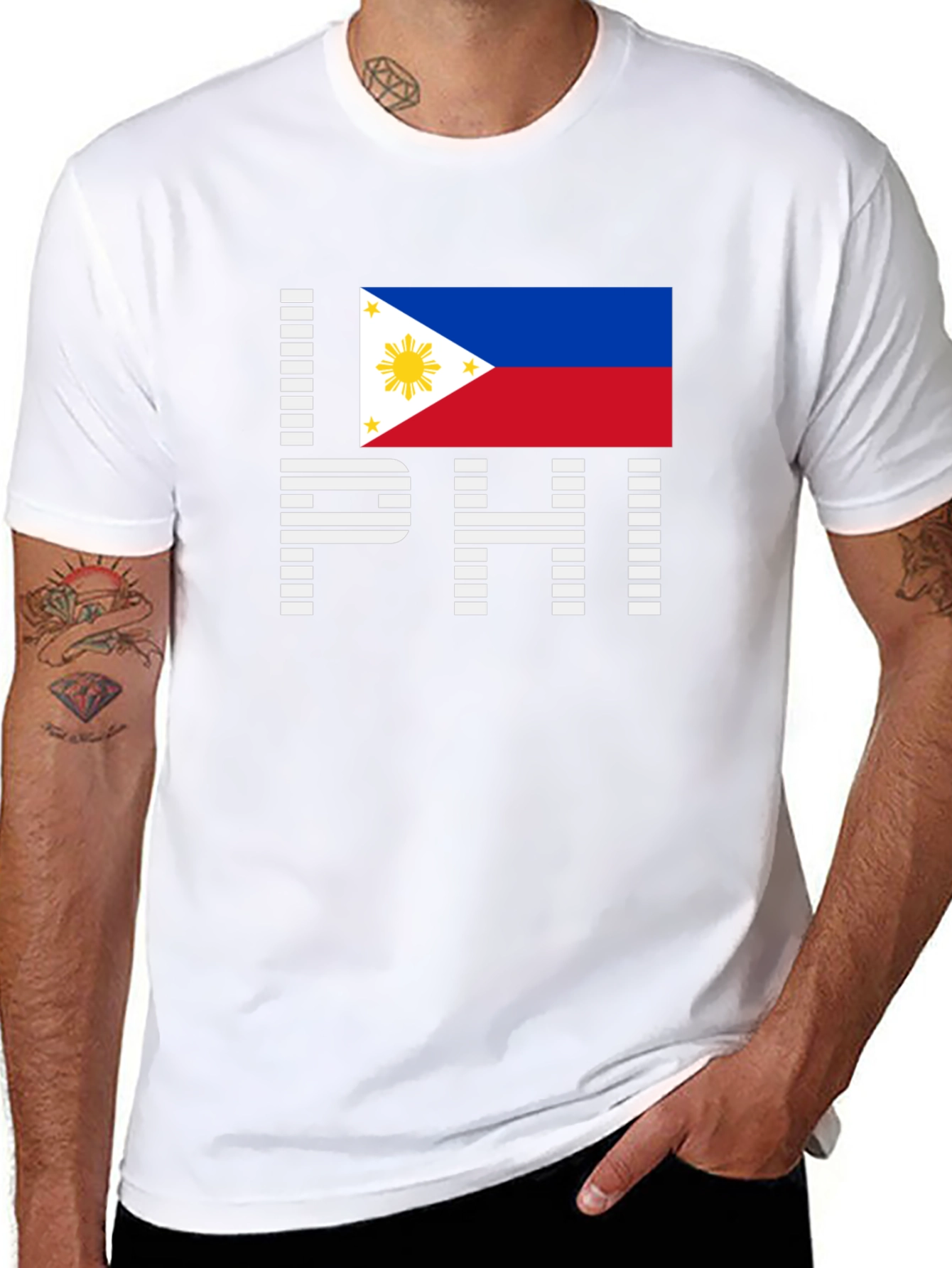 I Love PHI Philippines Flag Graphic T-Shirt