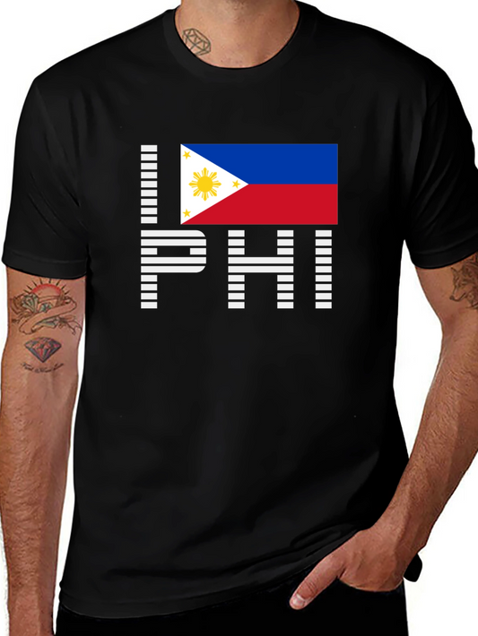 I Love PHI Philippines Flag Graphic T-Shirt