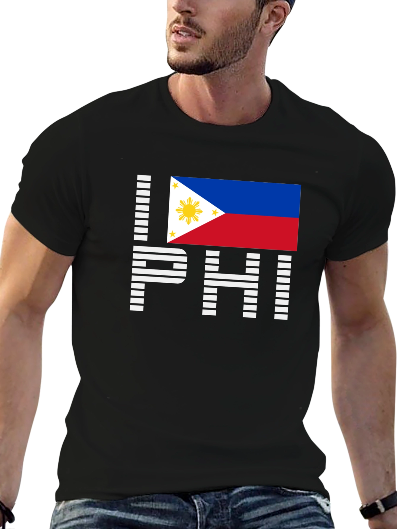 I Love PHI Philippines Flag Graphic T-Shirt